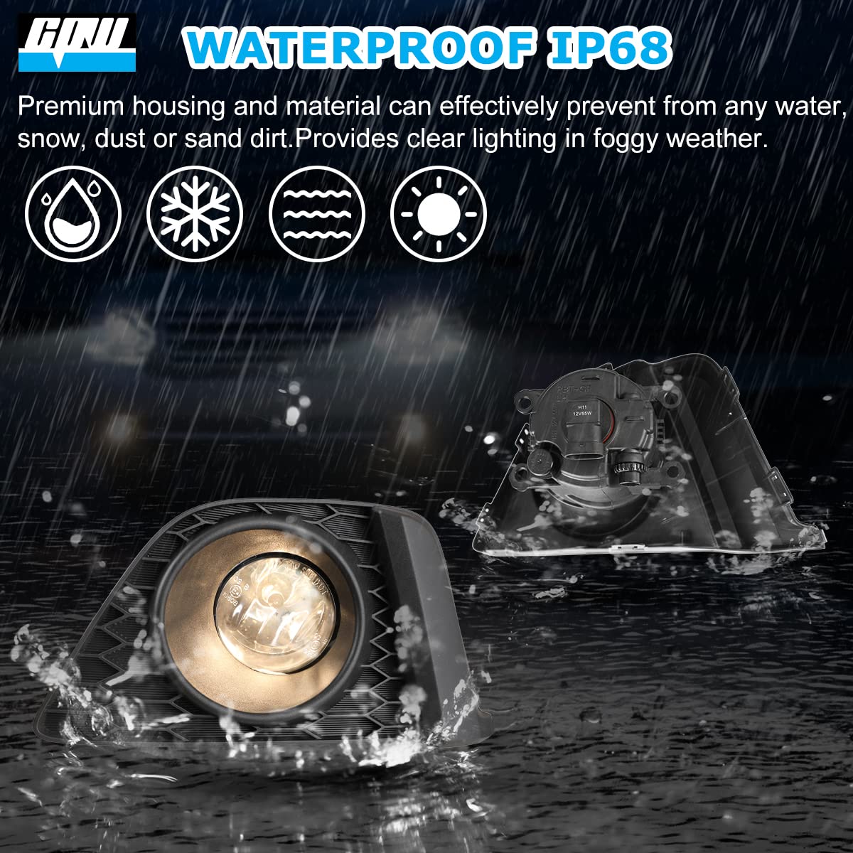 Cpw Fog Lights Compatible With [2015 2016 2017 Honda Fit] Clear Lens Bumper Driving Fog Lights Pair + Wiring + Switch Kit