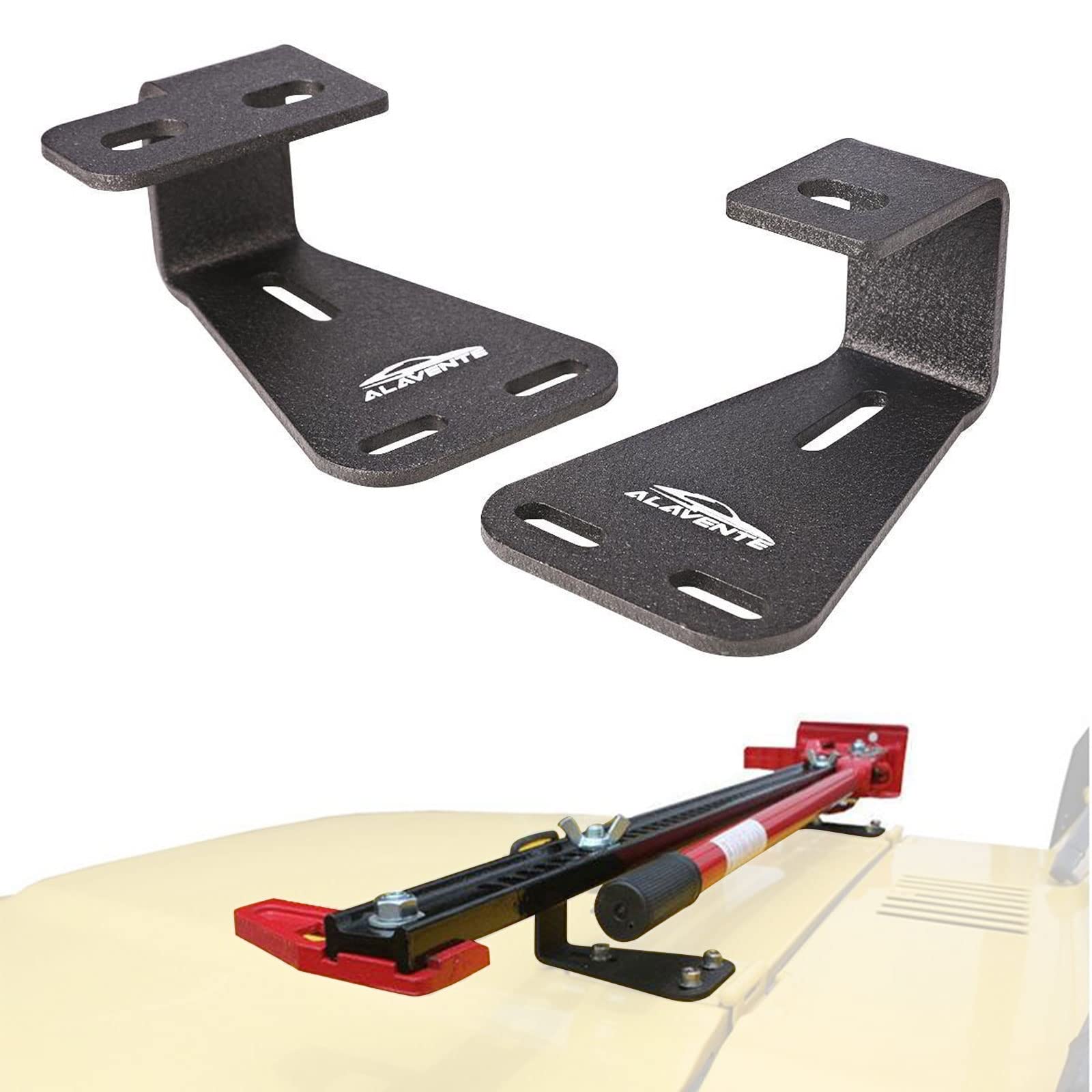 ALAVENTE High Lift Jack Mount Hinge Mounting Hood Bracket for Jeep Wrangler CJ 1944-1986 / YJ 1987-1995 / TJ 1997-2006 (Pair, Bl