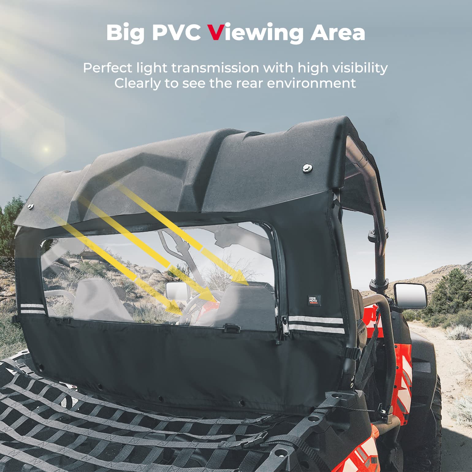 KEMIMOTO Rear Windshield Roll Up/Down Zipper Screen Window Airflow Compatible with CFMOTO ZForce 800 Windshield 2021 2022 800ex/ 800 trail/ 500 trail ZForce 1000 G1 18-19 UTV Soft Windshield