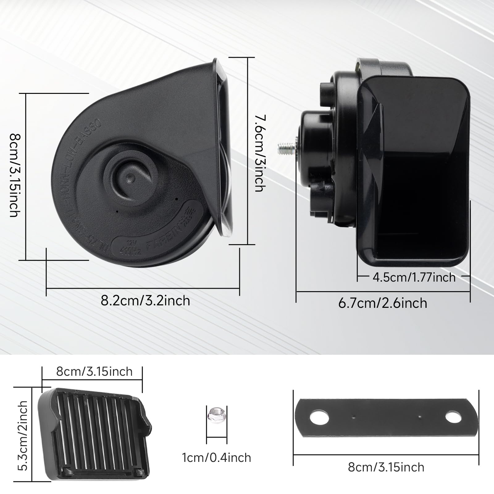 Farbin Car Horn Compatible With Toyota/Lexus/Subaru Etc. 12V Waterproof Auto Horn Loud High/Low Tone Electric Snail Horns With P