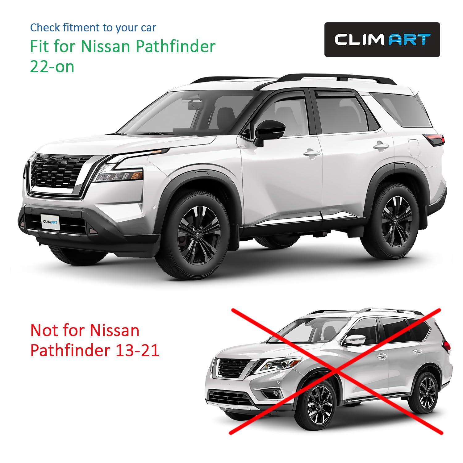 Clim Art In-Channel Incredibly Durable Rain Guards For Nissan Pathfinder 2022-2025, Original Window Deflectors, Vent Window Viso