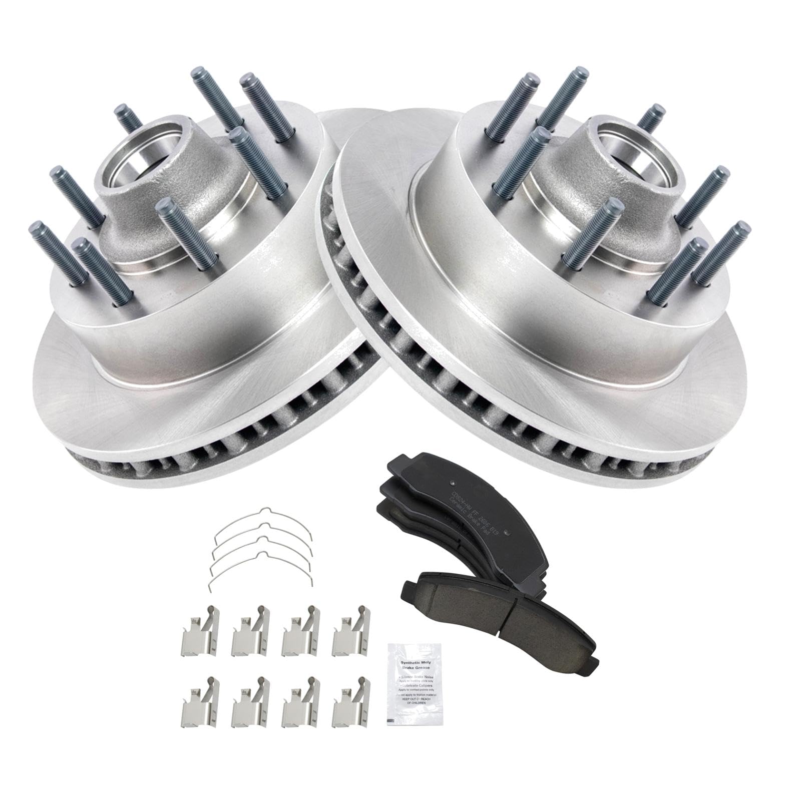 Trq Front Brake Pad & Rotor Kit Brake Pads Brake Rotor Ceramic Compatible With 2003-2004 Ford Excursion F-250 Super Duty F-350 S