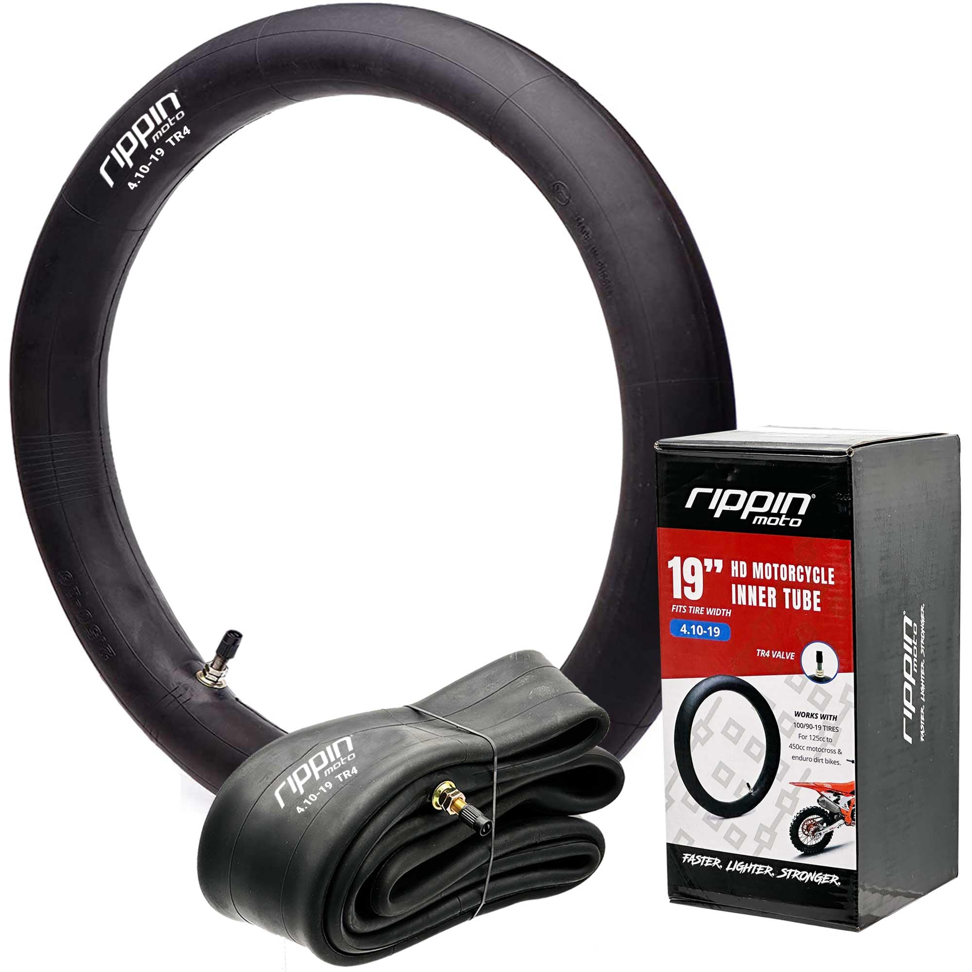 Rippin Moto 100/90-19 (4.10 X 19) Heavy Duty Motorcycle Tube - 3Mm Thick - Tr4 Valve - Fits Most 19' (4.10-19) Dirt Bike Tires