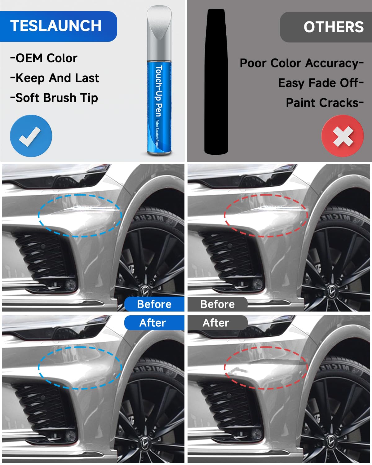 Teslaunch 1G1 Tungsten Pearl Metallic Touch Up Paint Compatible with Lexus Exact Match Touch Up Paint Car Scratch Repair