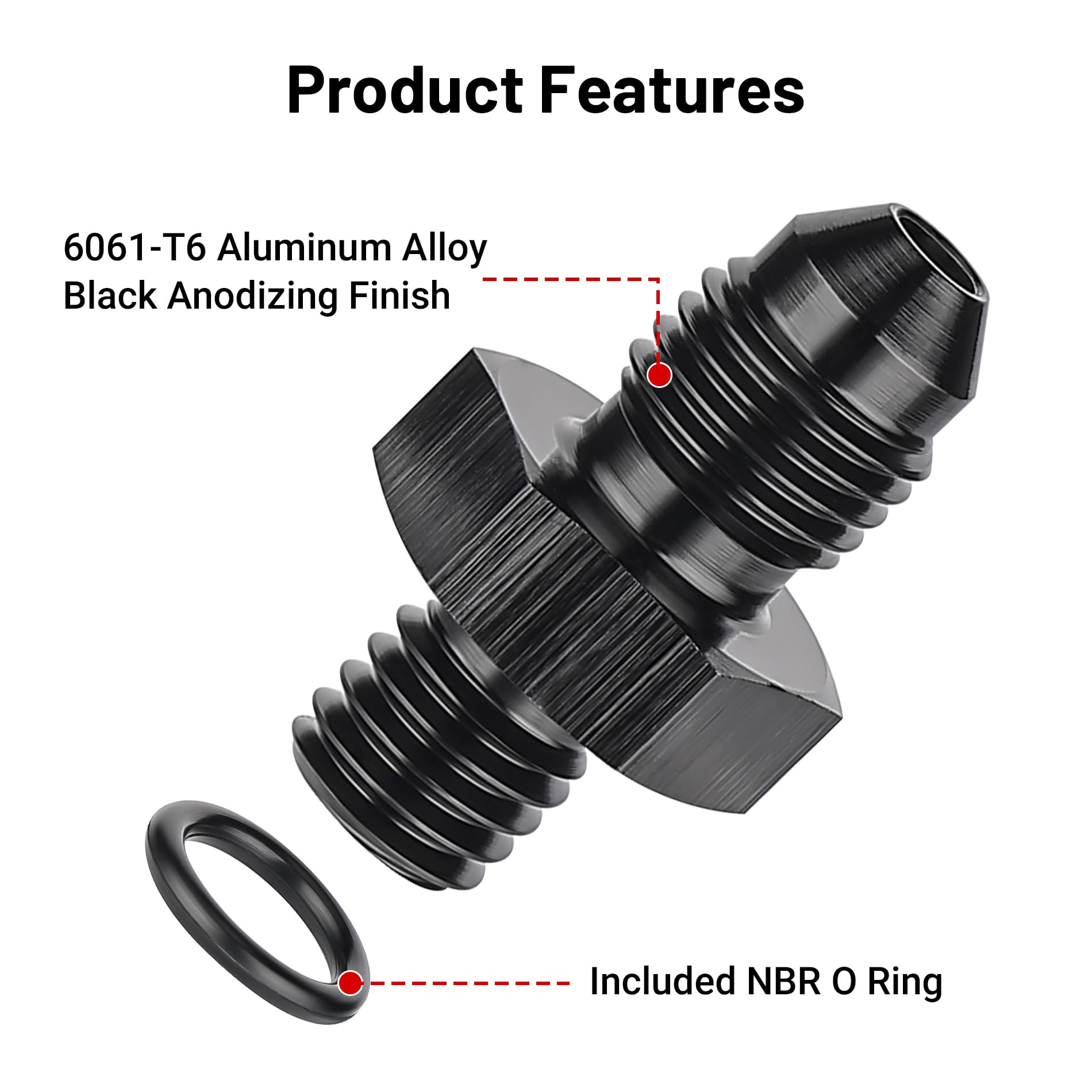 Evil Energy 3An Male Flare To M8 X 1.25Mm Male Metric Fitting Adapter Aluminium Alloy 2Pcs