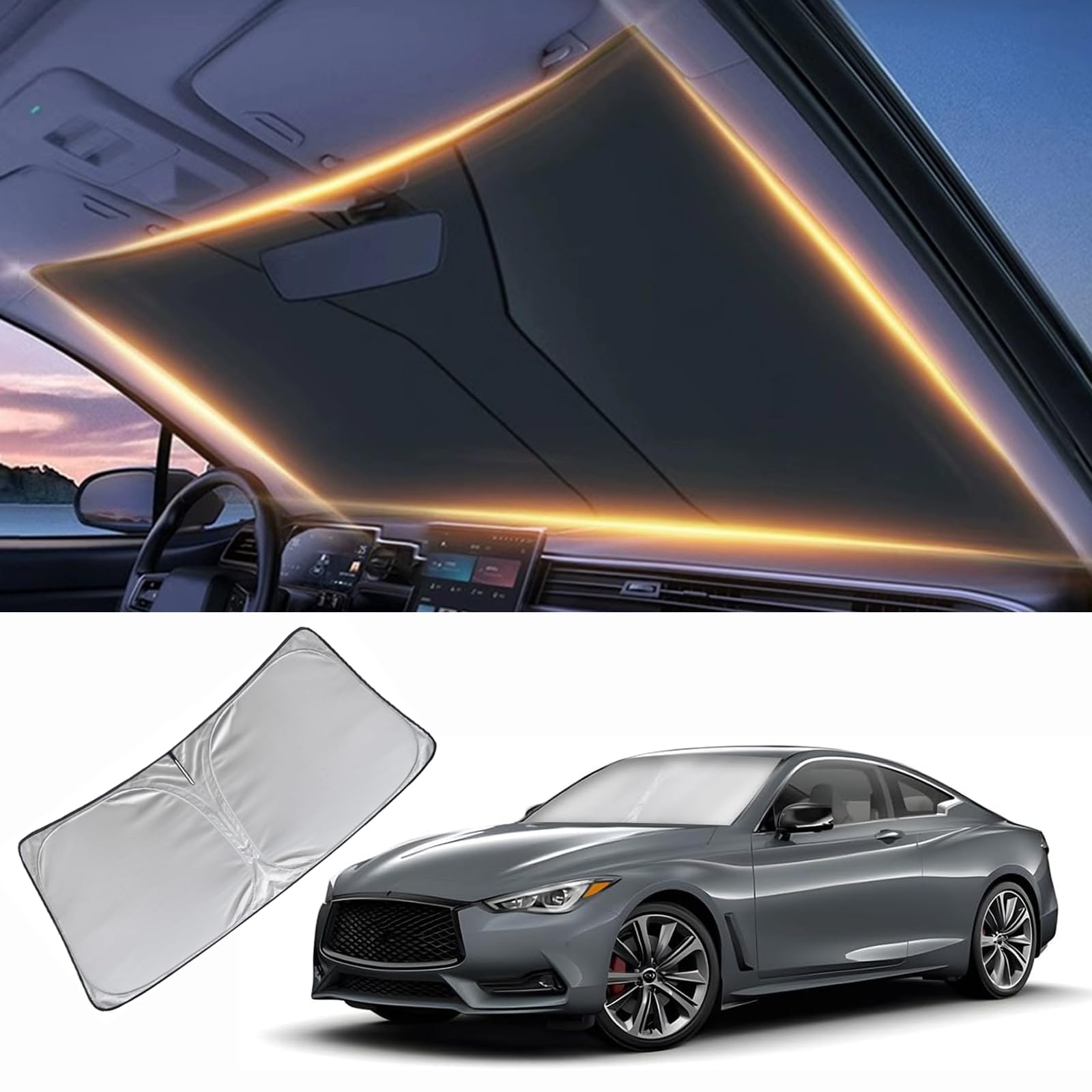 Windshield Sun Shade For Infiniti G25 G35 G37 Q60 Ex25 Qx50 Front Window Shades Cover For 2010-2024 Infiniti Windshield Sun Viso