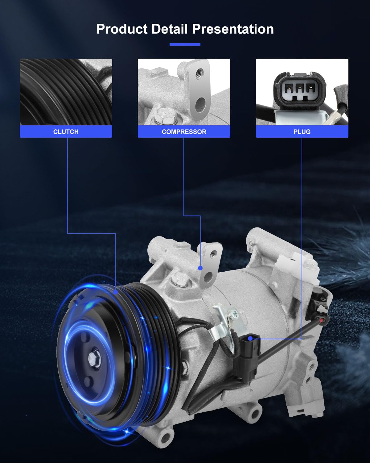Eccpp A/C Compressor With Clutch 2016-2021 For Honda Civic 2.0L Ac Compressor