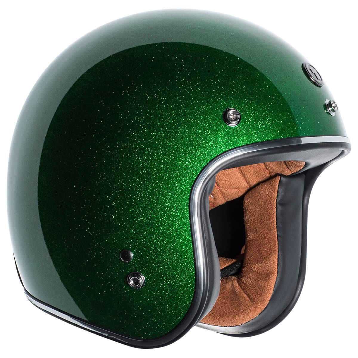 Torc (T50 Route 66) 3/4 Helmet With Super Flake Speciality Paint (Limecycle Green, Small)