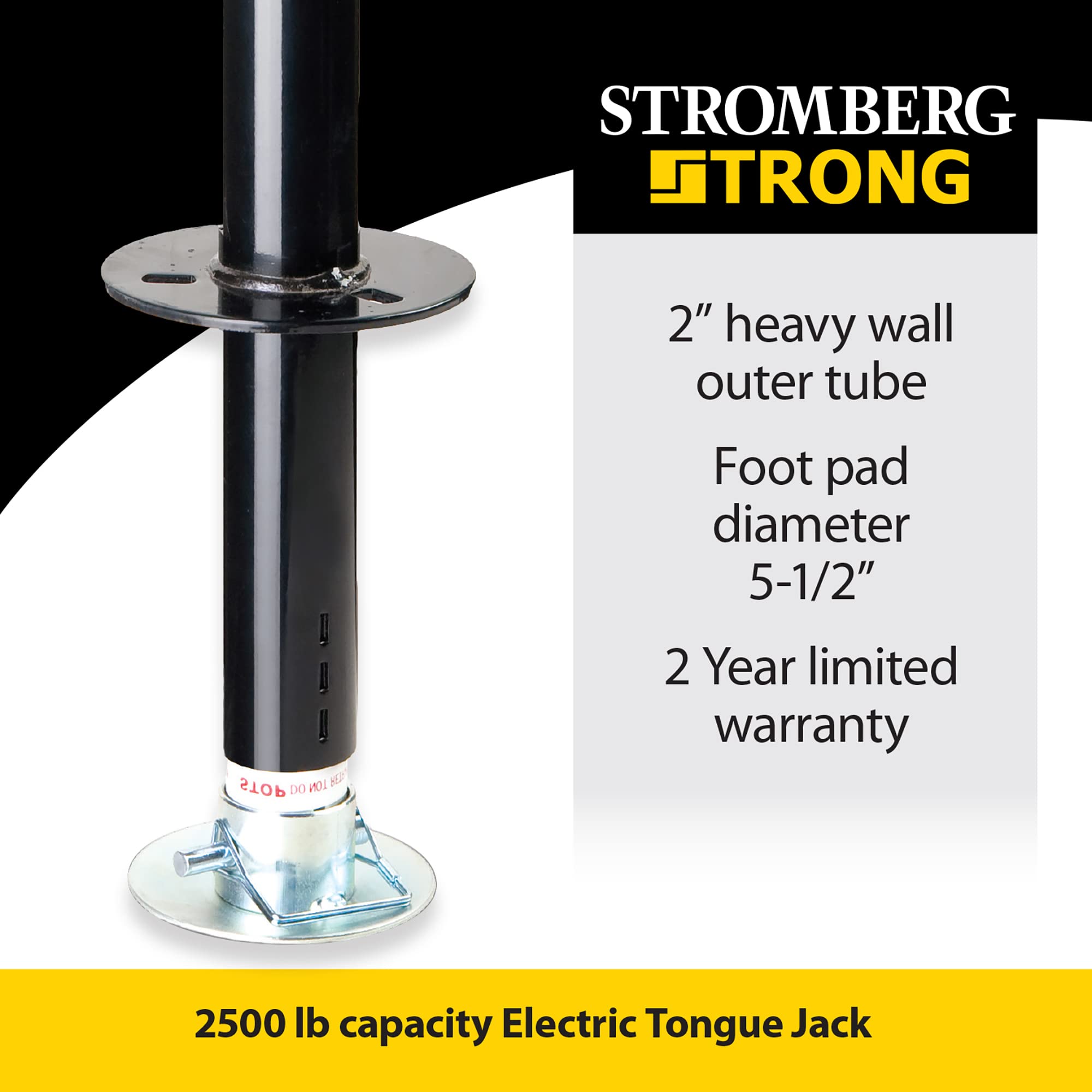 Stromberg Carlson JET-2500 Electric Tongue Jack - Heavy Duty Jack with Motor Protection, 18 Vertical Travel, Stabilizing, Leve