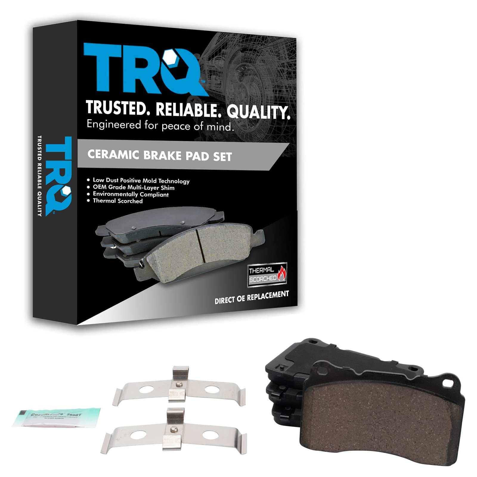 TRQ Front Brake Pads Ceramic Compatible with 2016-2017 Buick Regal 2018-2020 Regal Sportback 2015-2017 Cadillac ATS 2016-2020 CT