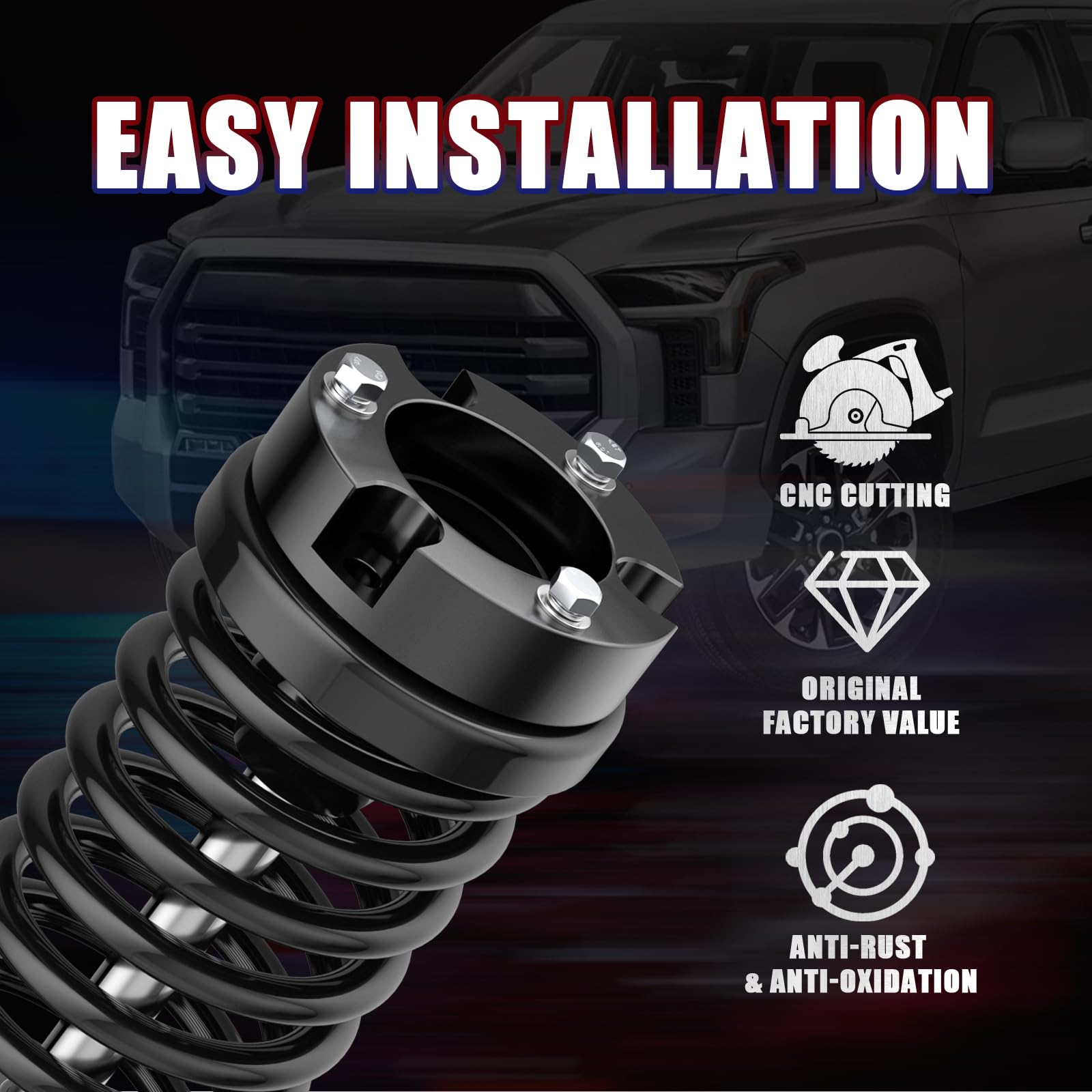 Flycle 2.5 Inch Front Leveling Lift Kits For 1999-2006 Tundra, 2'' Forged Front Strut Spacers Suitable For Tundra 1999-2006