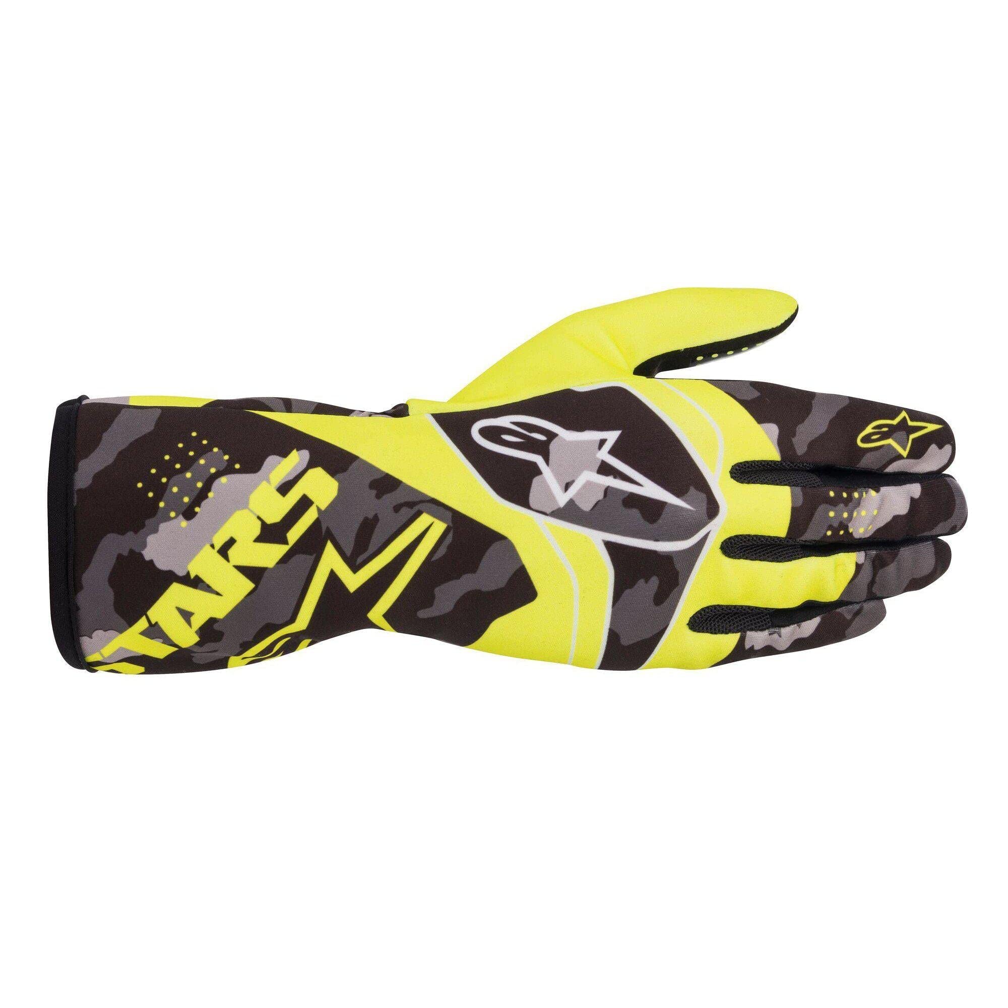 Alpinestars Tech-1 K Race S V2 Camo Youth Karting Gloves - Size Large - Yellow/Black (3552920-551-L)