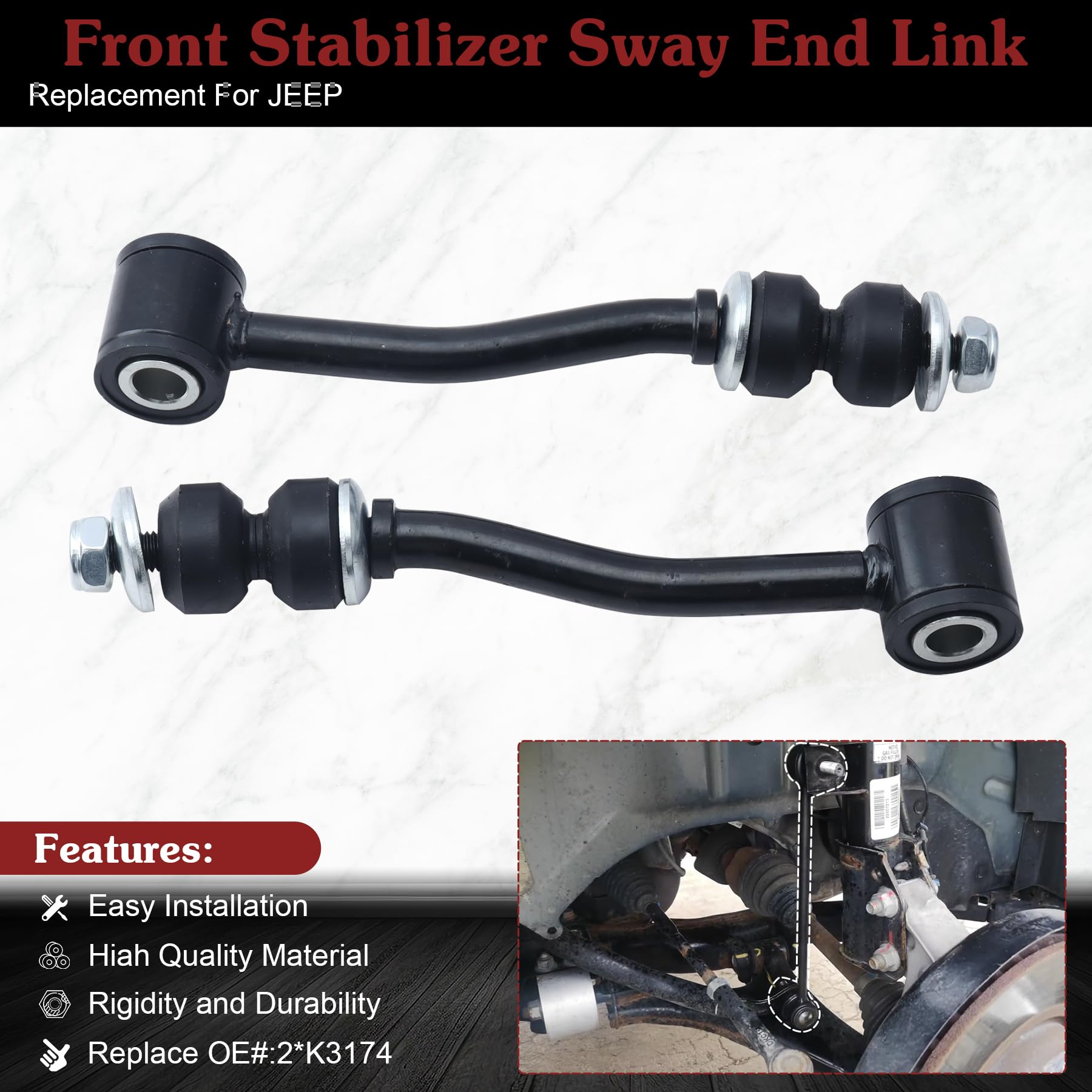 Stiueoav K3174 Sway Bar Link - Front Stabilizer End Link Compatible With 1991-2001 Cherokee?1991-1992 Comanche (Mj) ?1993-1995 G