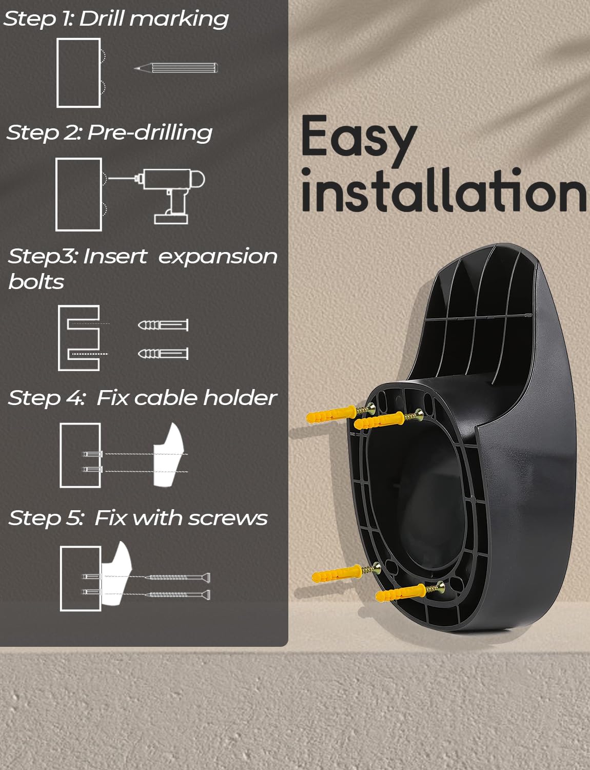 Bmzx Tesla Charger Holder Charging Cable Organizer With Charger Slot For Tesla Motors Wall Mount Connector Bracket Adapter Fit A