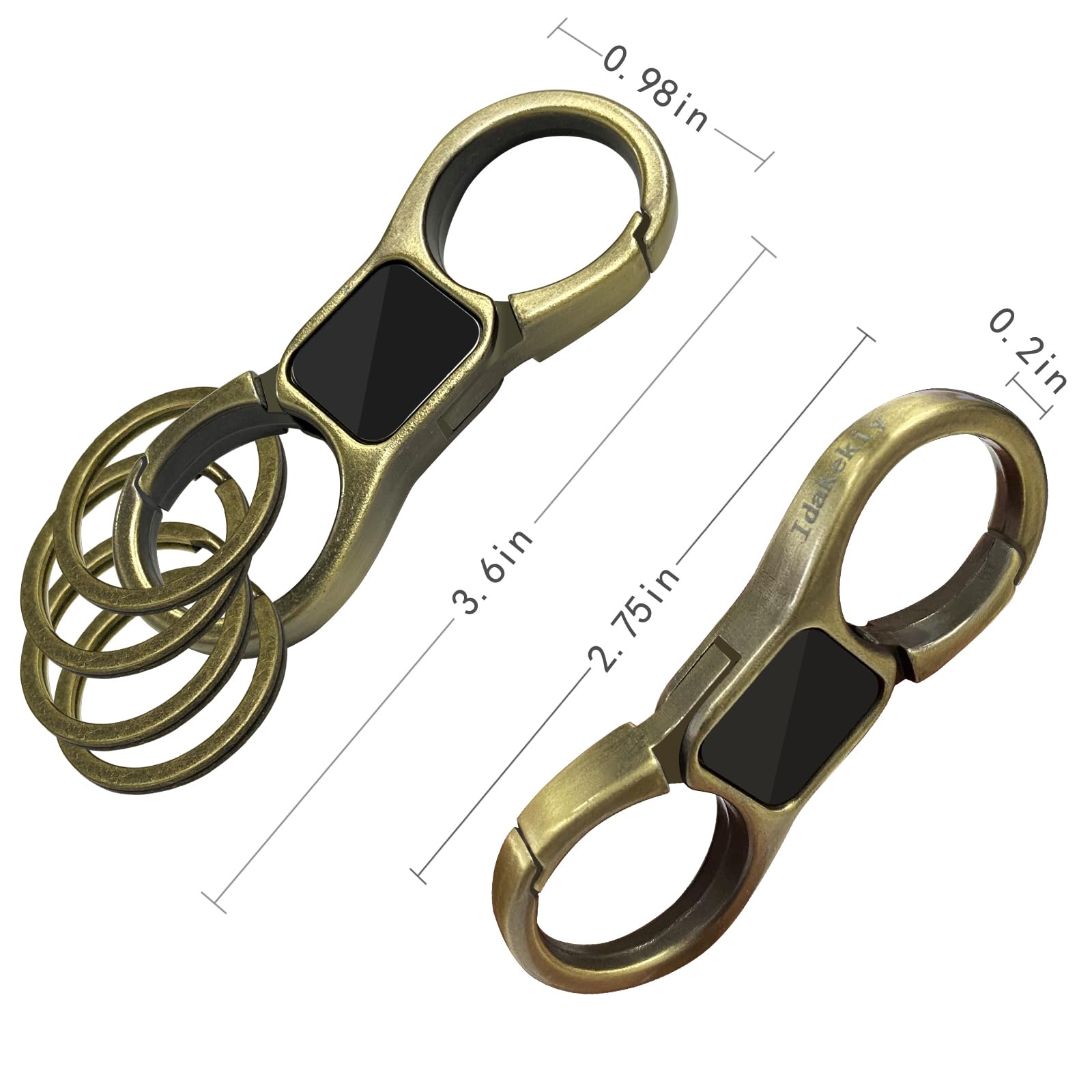 Idakekiy Key Chain Quick Release Spring With 4 Key Rings Heavy Duty Car Keychain Organizer For Men And Women (Bronze)