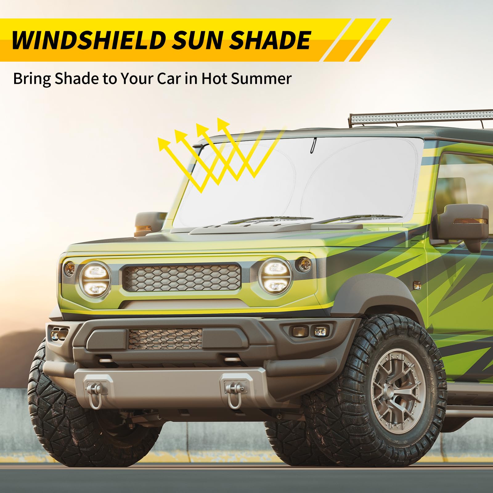 Windshield Sun Shade - Car Sun Shade with Storage Pouch, Foldable Sun Shade for Car Window Reflect UV Sun and Heat Fits Small Se