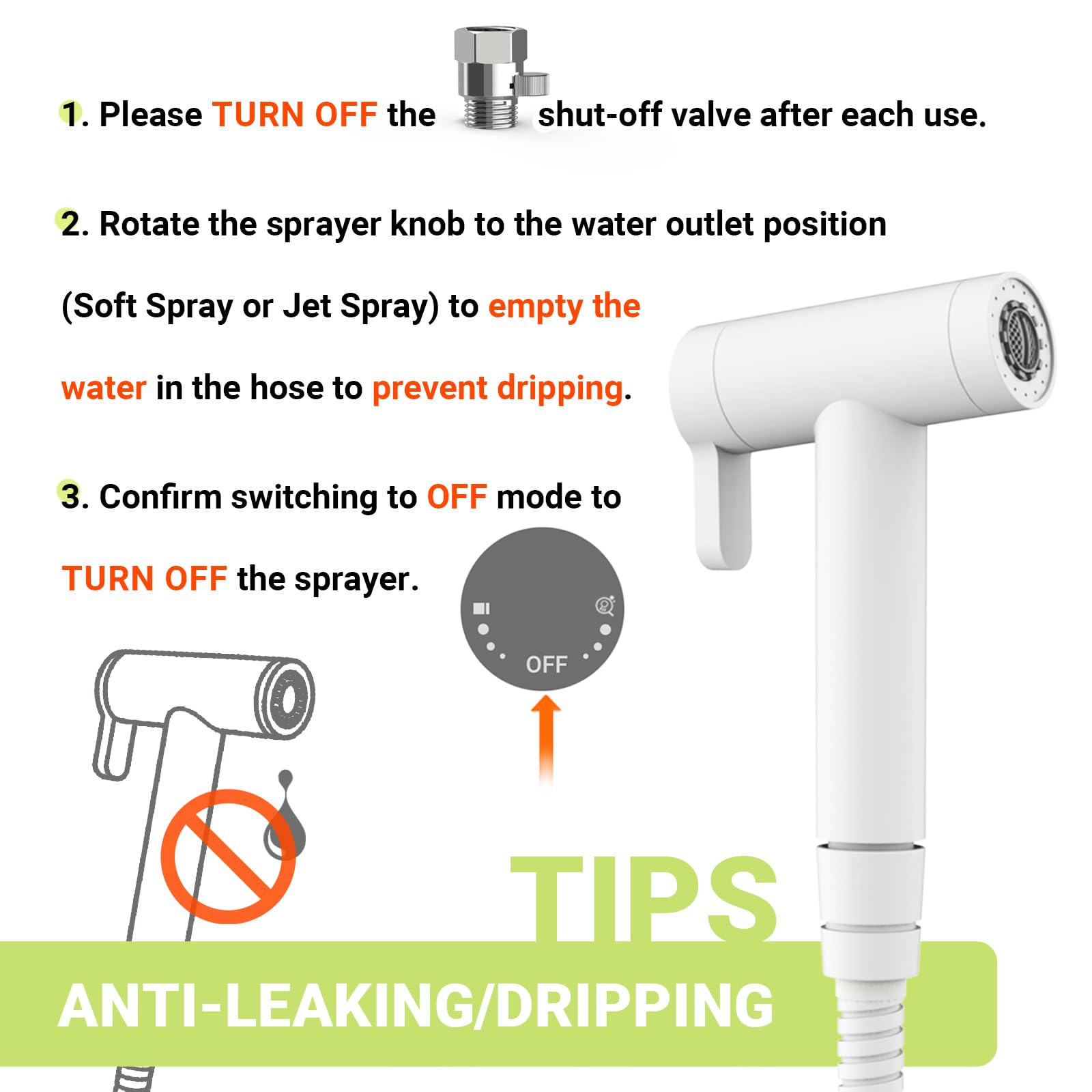 RV Bidet Sprayer for Toilet - All Metal, Dual Mode RV Handheld Sprayer with 59'' Water Hose, Shut-Off Valve & RV Fitting | Bidet