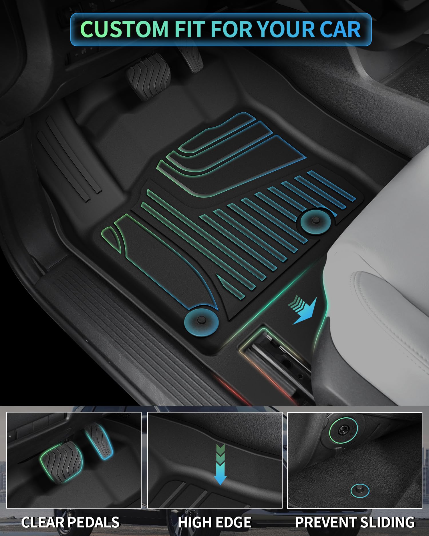 AOMSAZTO Floor Mats Full Set fit for Nissan Kicks 2025 SUV | All Weather 3D Protection Heavy Duty | Floor Liners & Cargo Liner &