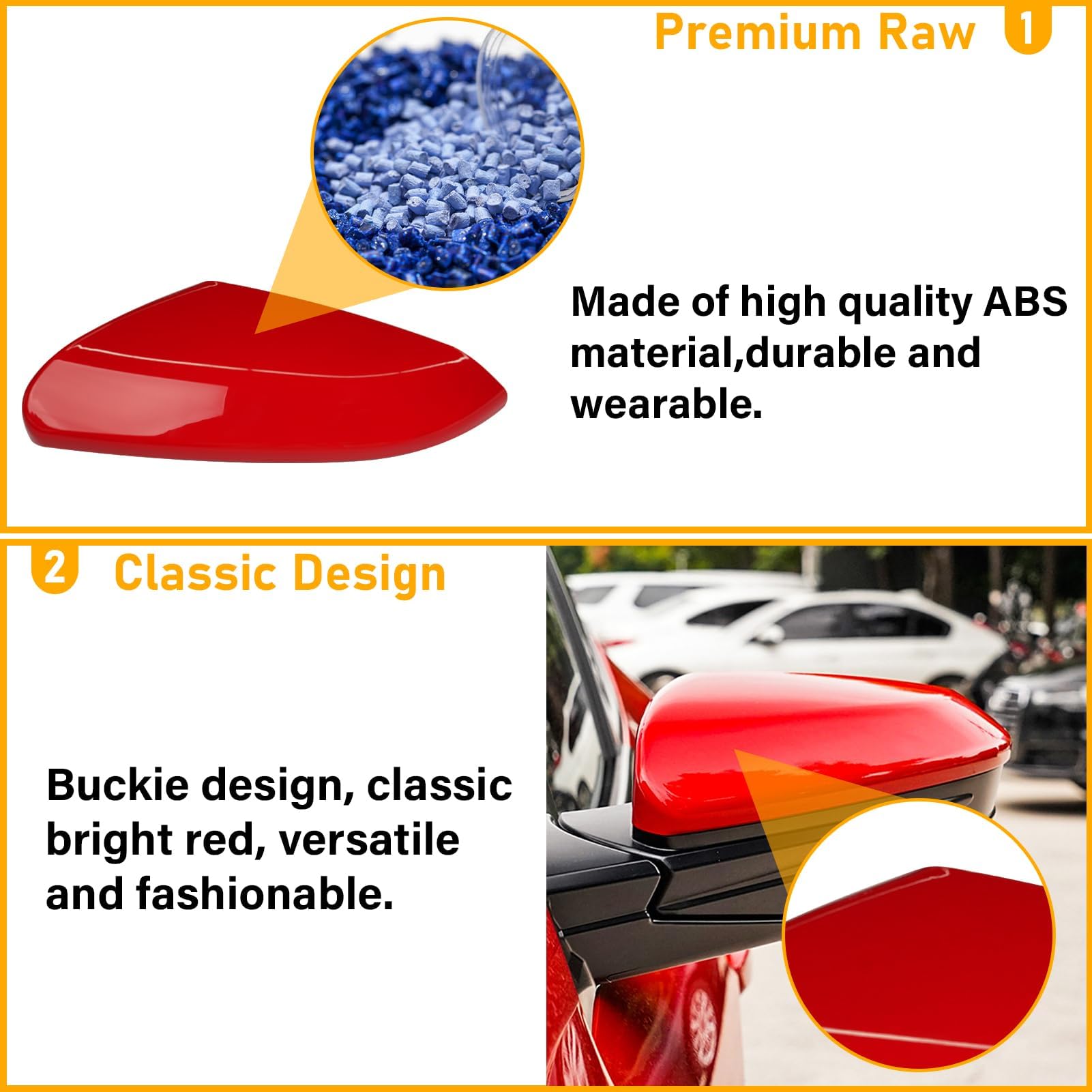 Moonlinks Compatible With 2016-2021 Honda Civic Driver Side Mirror Cover Replacement,Red Mirror Cap For 10Th Gen Civic,2019-2022