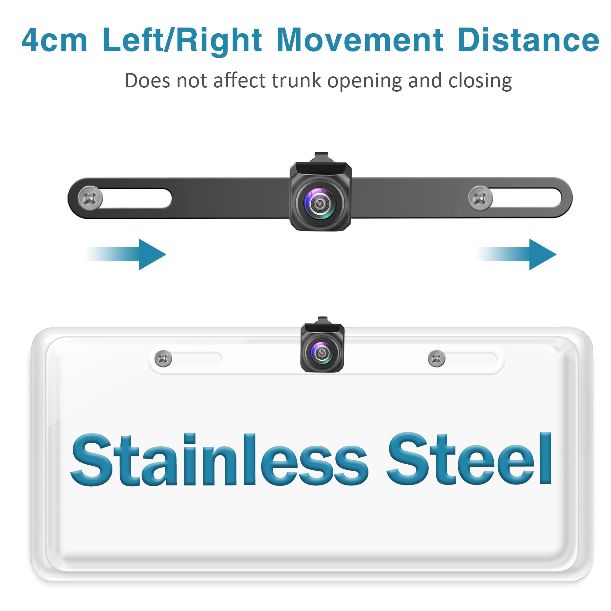 Naponal Stainless Steel Backup Camera License Plate Mount,Dash Cam Rear View Camera Bracket, Car Back Up Camera Mount, Mirror Ca