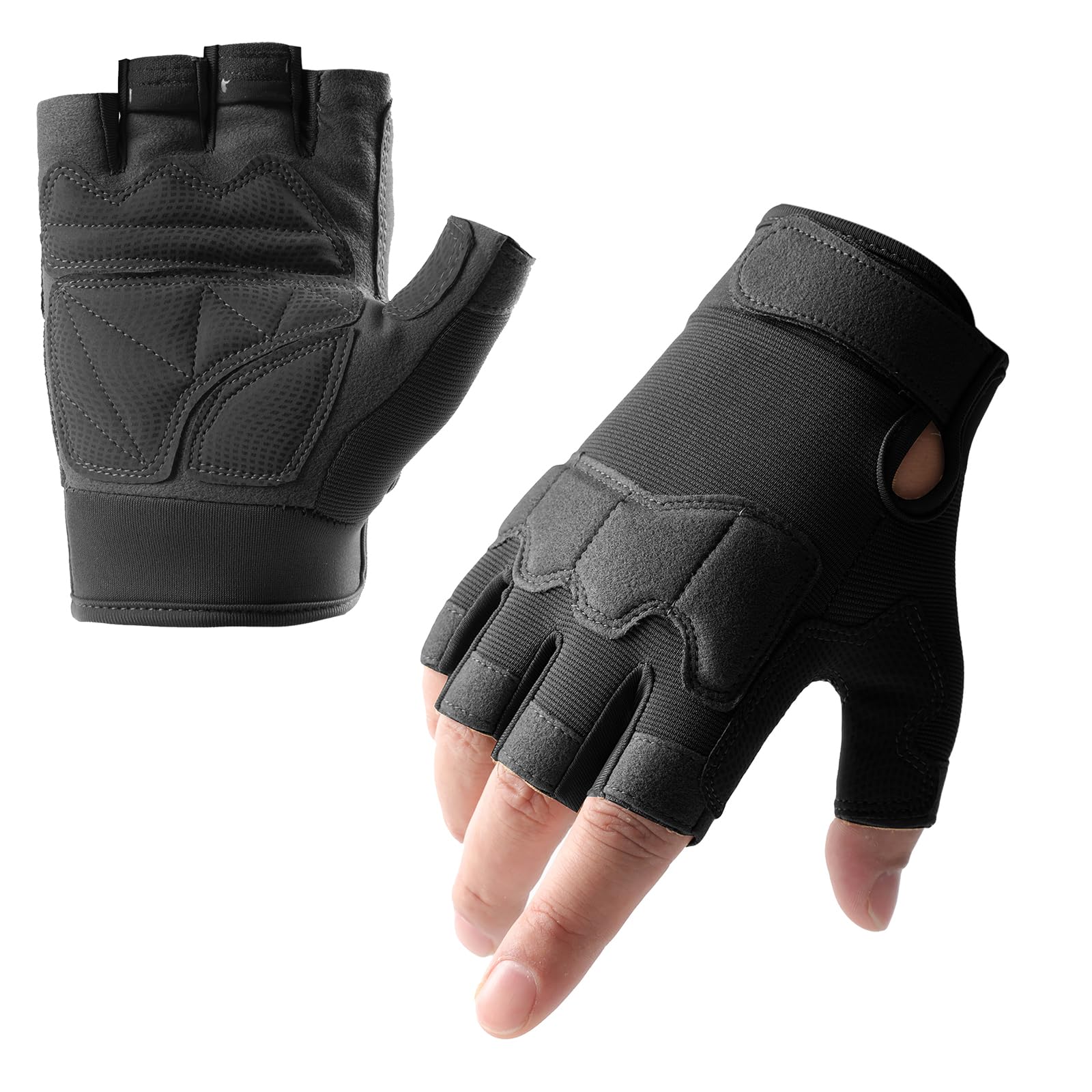 SUJAYU Fingerless Outdoor Gloves for Men Women, Knuckle Protection for Cycling Hiking Bicycle Riding Motorcycle Gloves for Men W