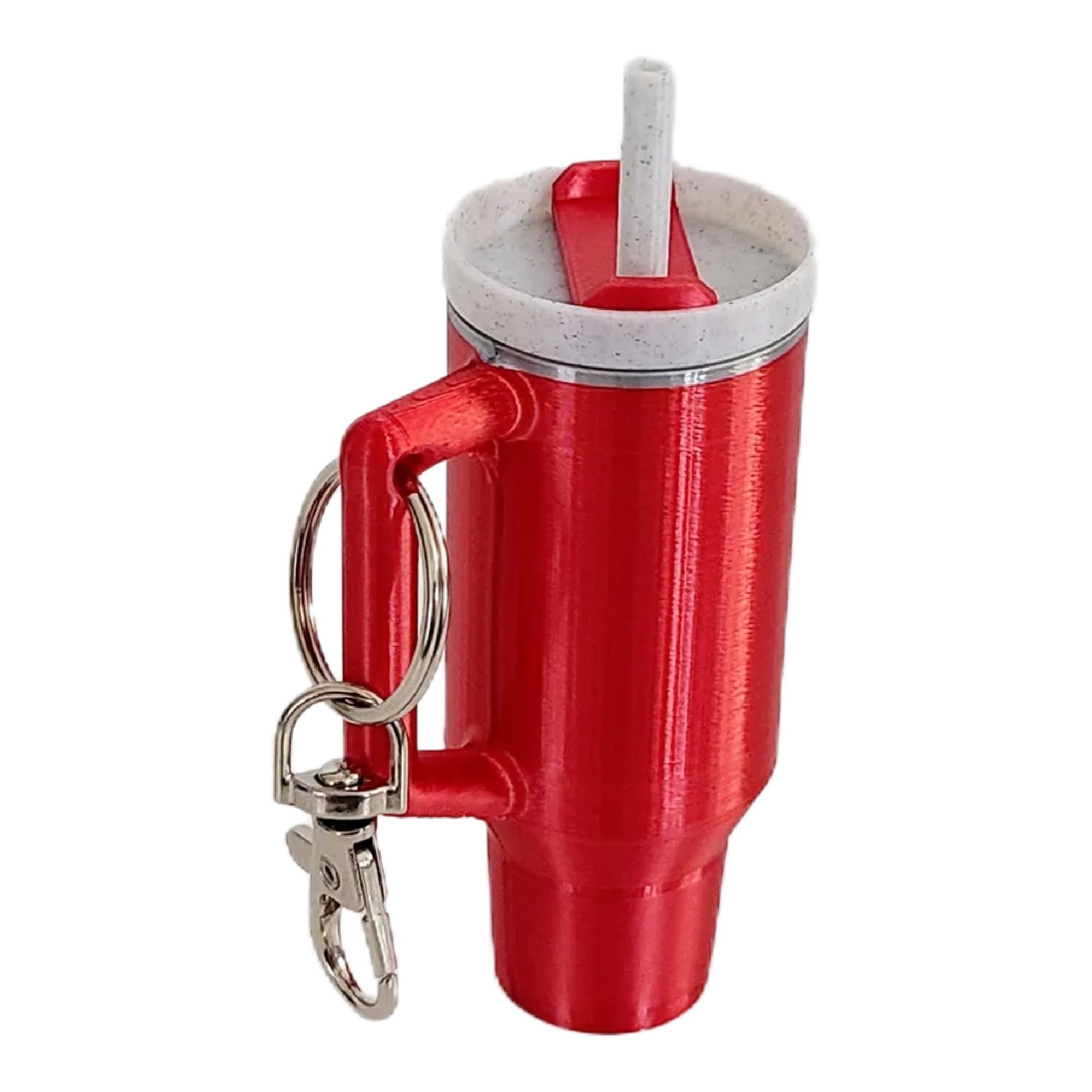 Miniature Stanley Tumbler Cup Replica Keychain - 3D Printed Desk Accessory (Shiny Red)