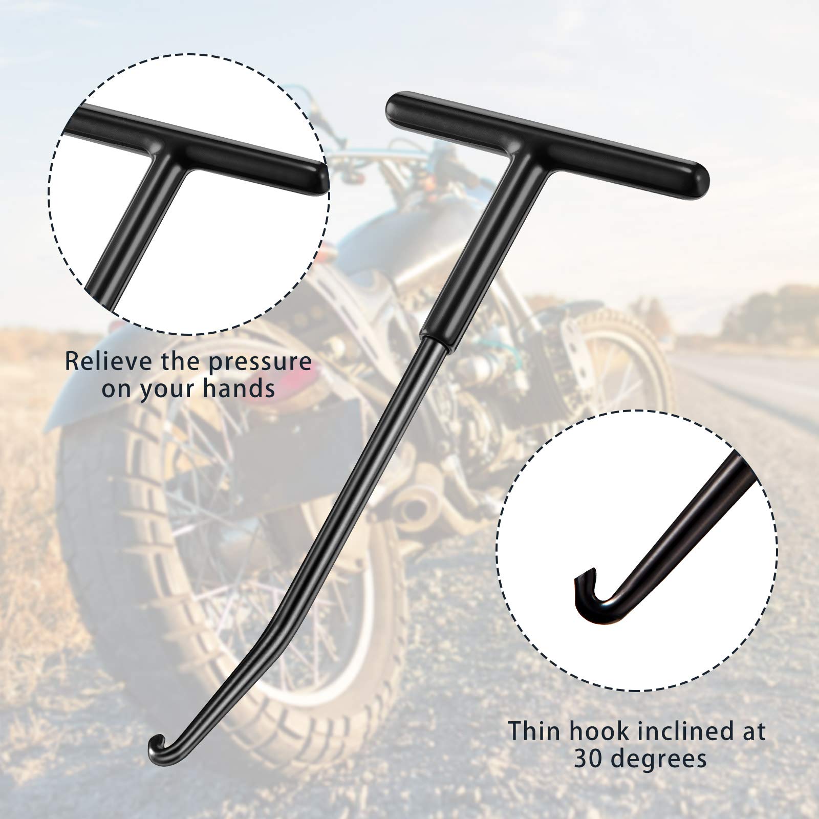 2 Pieces Exhaust Spring Puller Tool Hooks Tool Exhaust Hangers Removal Motorcycle Trampoline T Handle Hooks Expander Snowmobile