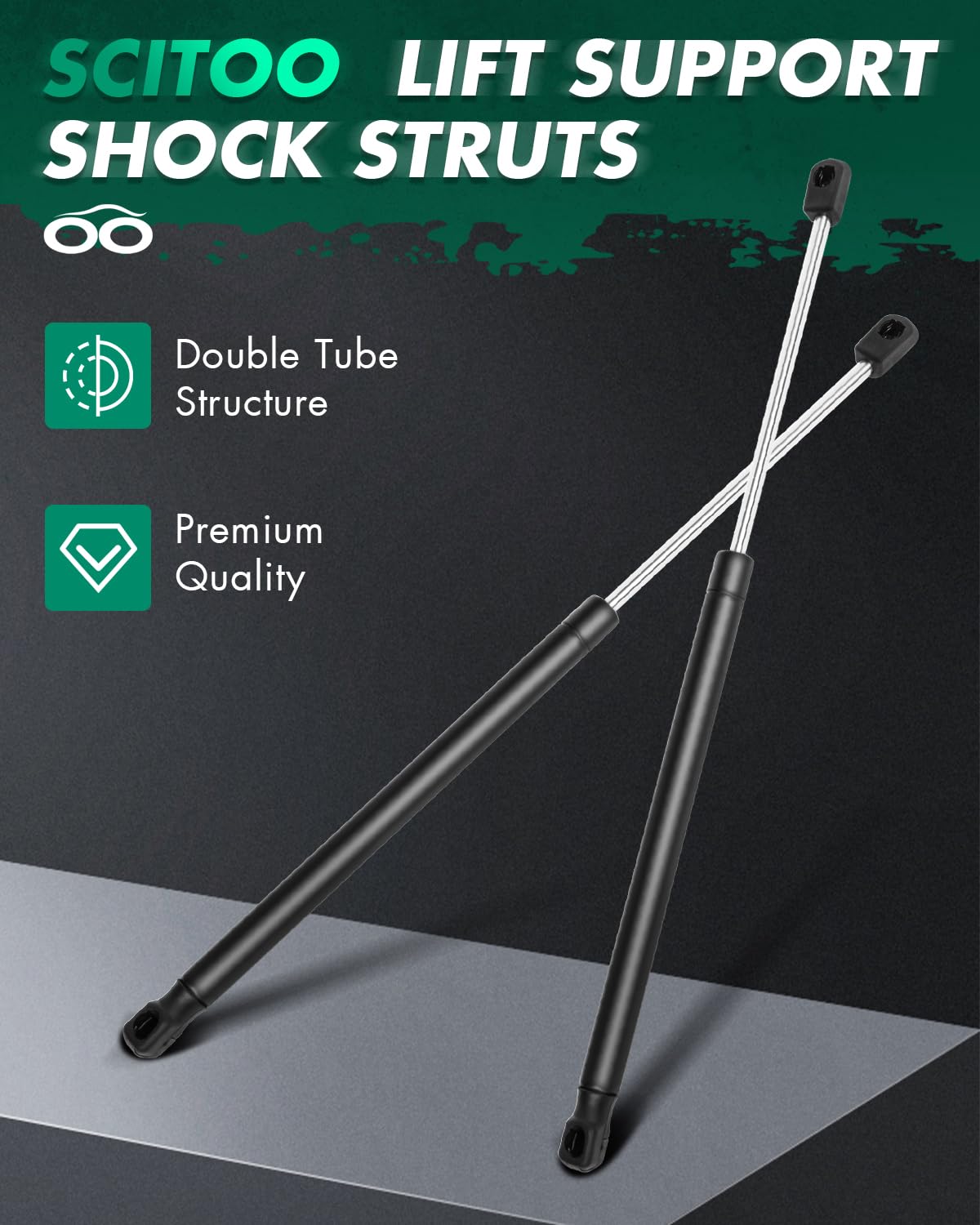 Scitoo 6659 18.03Inch Lift Supports Fit For Dodge Ram 1500 2009-2010,For Ram 1500 2011-2017,For Ram 2500 2011-2017,For Ram 3500