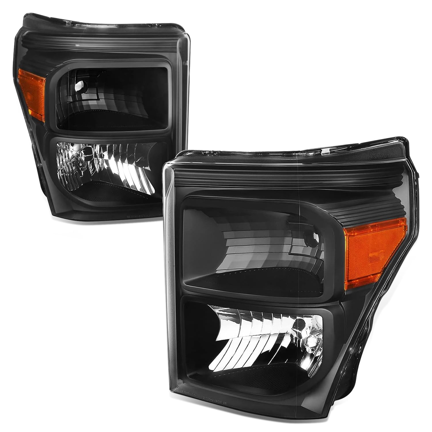 Auto Dynasty [Halogen Model Factory Style Headlights Assembly Compatible With Ford F-250 F-350 F-450 F-550 Super Duty 11-16, Bla