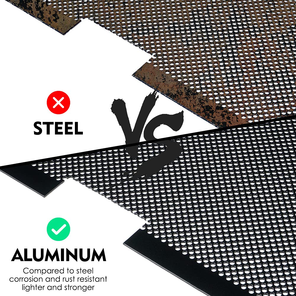 Xprite Black Aluminum Alloy Mesh Insert Compatible With Jeep Wrangler Jk Jku 2007-2018 Original Front Hood Matte Grill Grille Grid