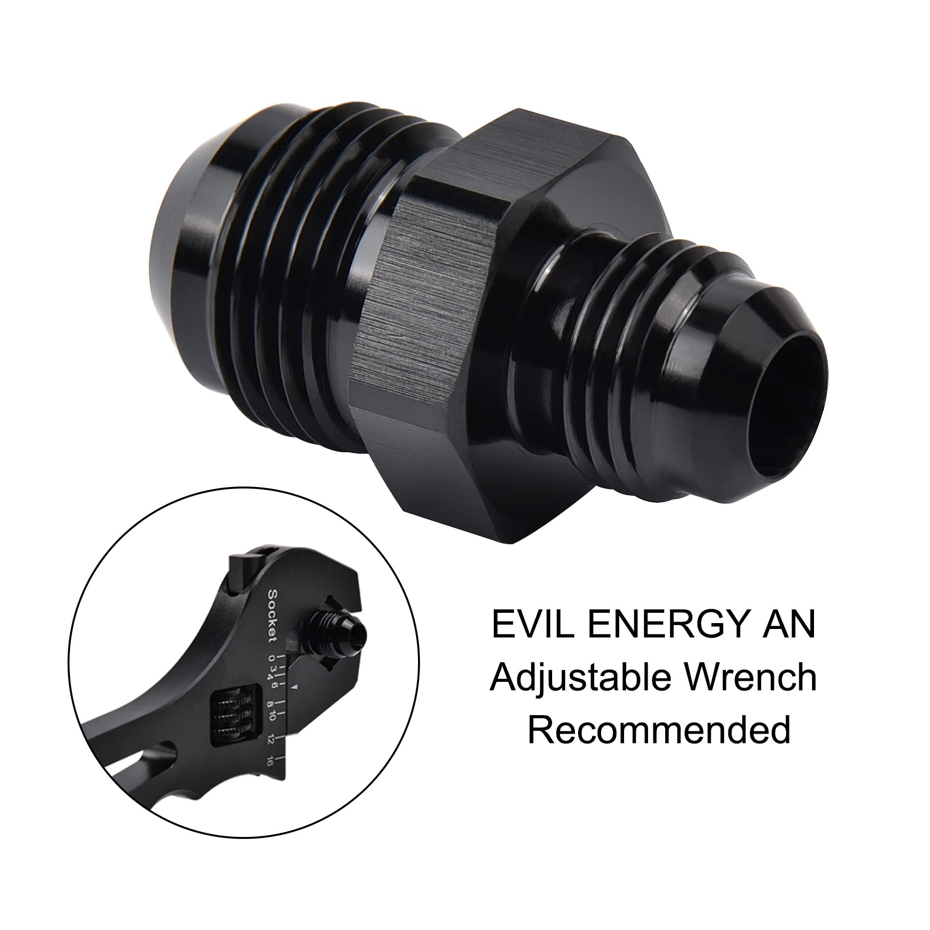 Evil Energy 4An Male To Male Flare Coupler Union Straight Fuel Hose Adapter Fitting Black 2Pcs