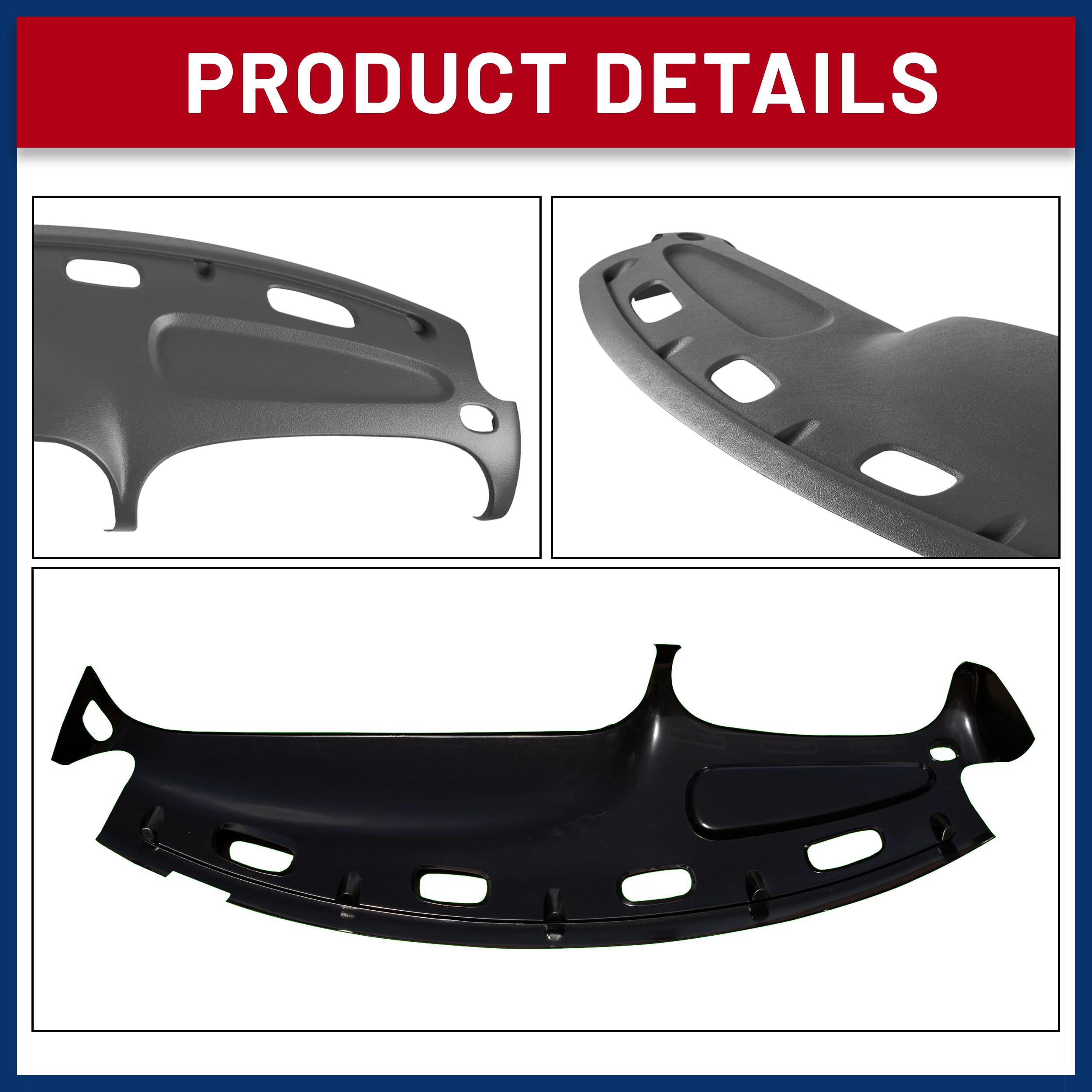 DashSkin American Made (NOT Made in China!) Molded Dash Cover Cap Compatible with 1998 1999 2000 2001 Dodge Ram 1500 (98-02 Ram 2500/3500) in Agate Grey