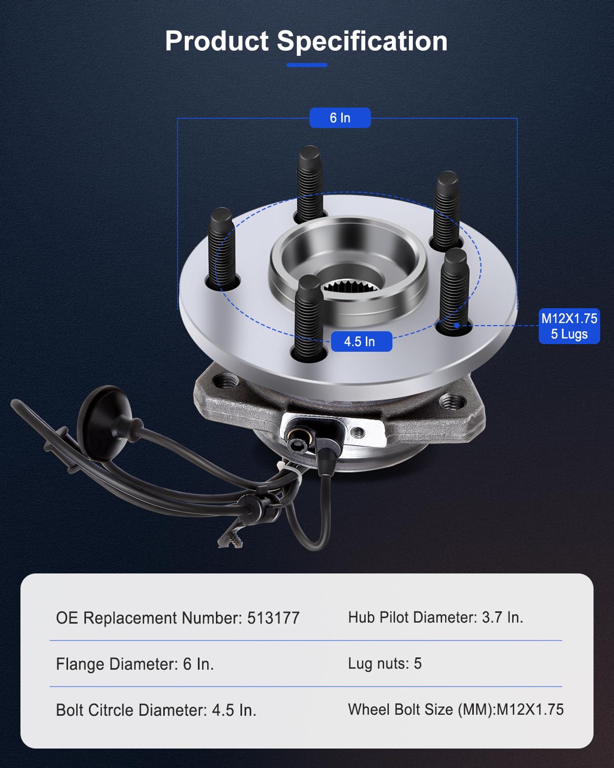 ECCPP Replacement for Front New Right Wheel Hub and Bearing Assembly w/ABS for 2002-07 Jeep Liberty