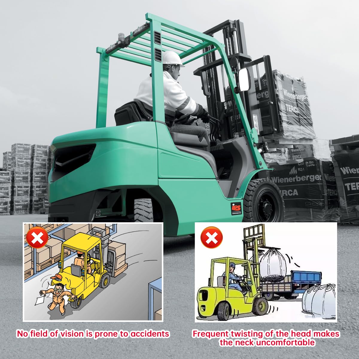 Shejisi Strong Magnetic Tractor Side Mirrors, Fit For Tractors?Forklifts?Small Dozers?Lawn Mower?Lift Trucks?Safe And Practical Accessories Compatible With John Deere,Kubota,Toyota,Yale,Crown,Case Ih