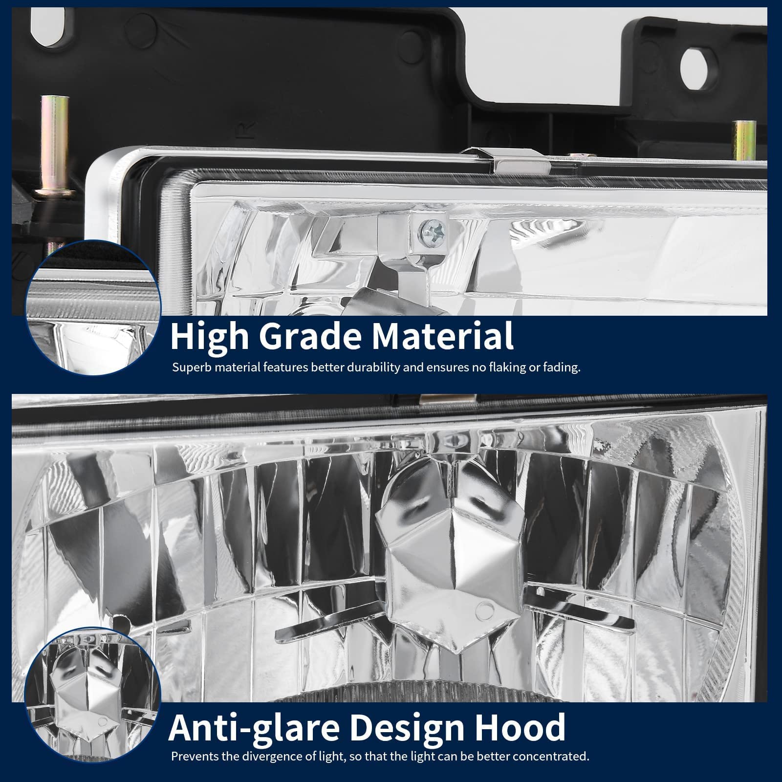 Autosaver88 Headlight Assembly Compatible With 1994-1999 Chevy C/K Series C1500 C2500 C3500 K1500 K2500 K3500 Tahoe Suburban Sil