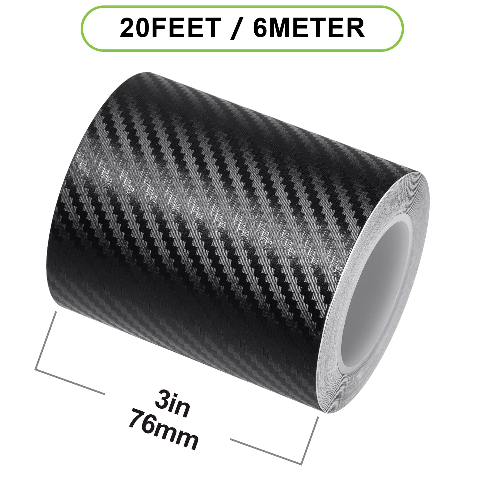 Spurtar Carbon Fiber Wrap Black Vinyl Wrap For Cars, 3 Inch X 20 Ft Universal Chrome Delete Dry Carbon Fiber Tape Door Edge Guar