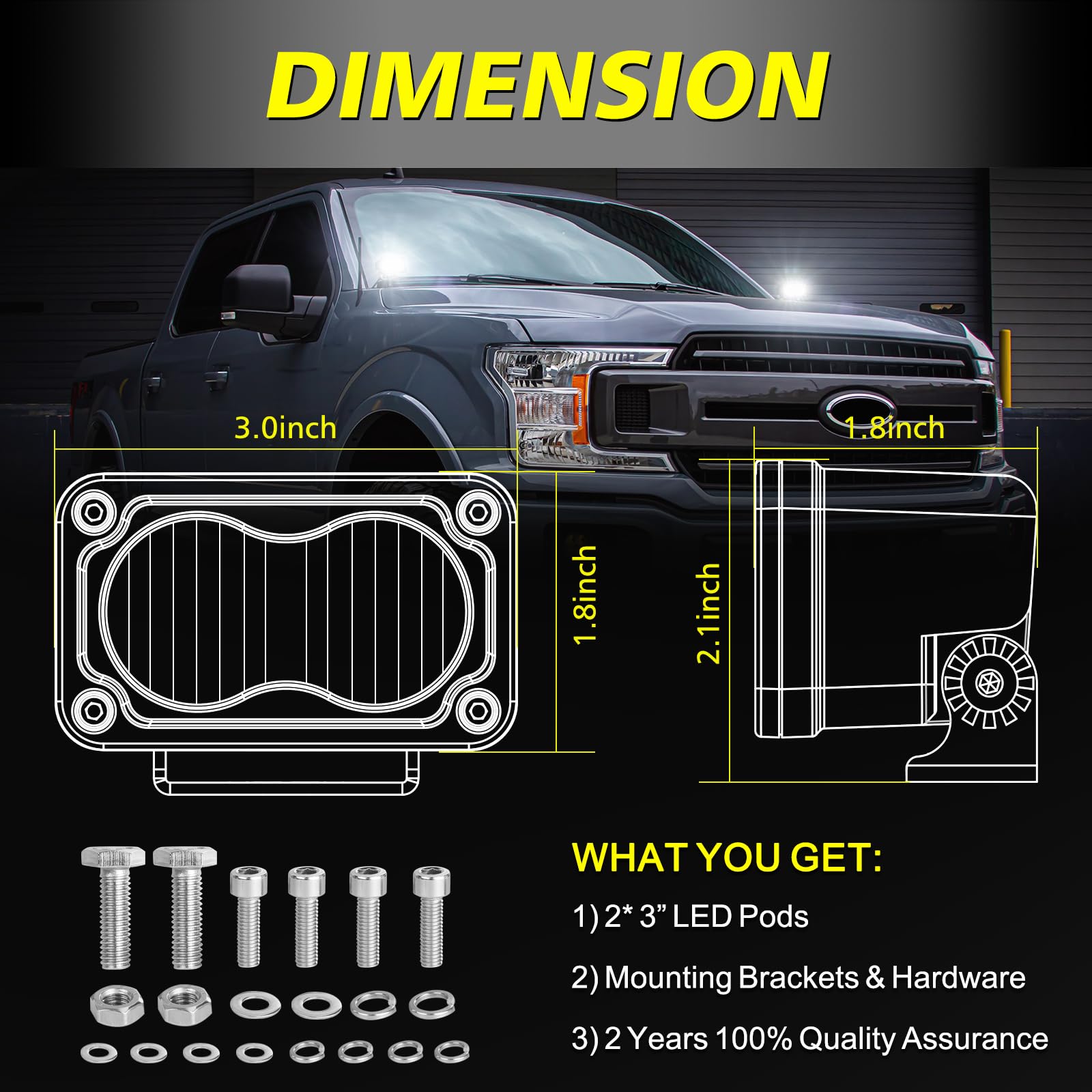 Led Pods, Akd Part 3 Inch Flood Cree Led Off Road Lights 40W Small Driving Light Pods Backup Reverse Lights Fog Pod Lights 2 Pac