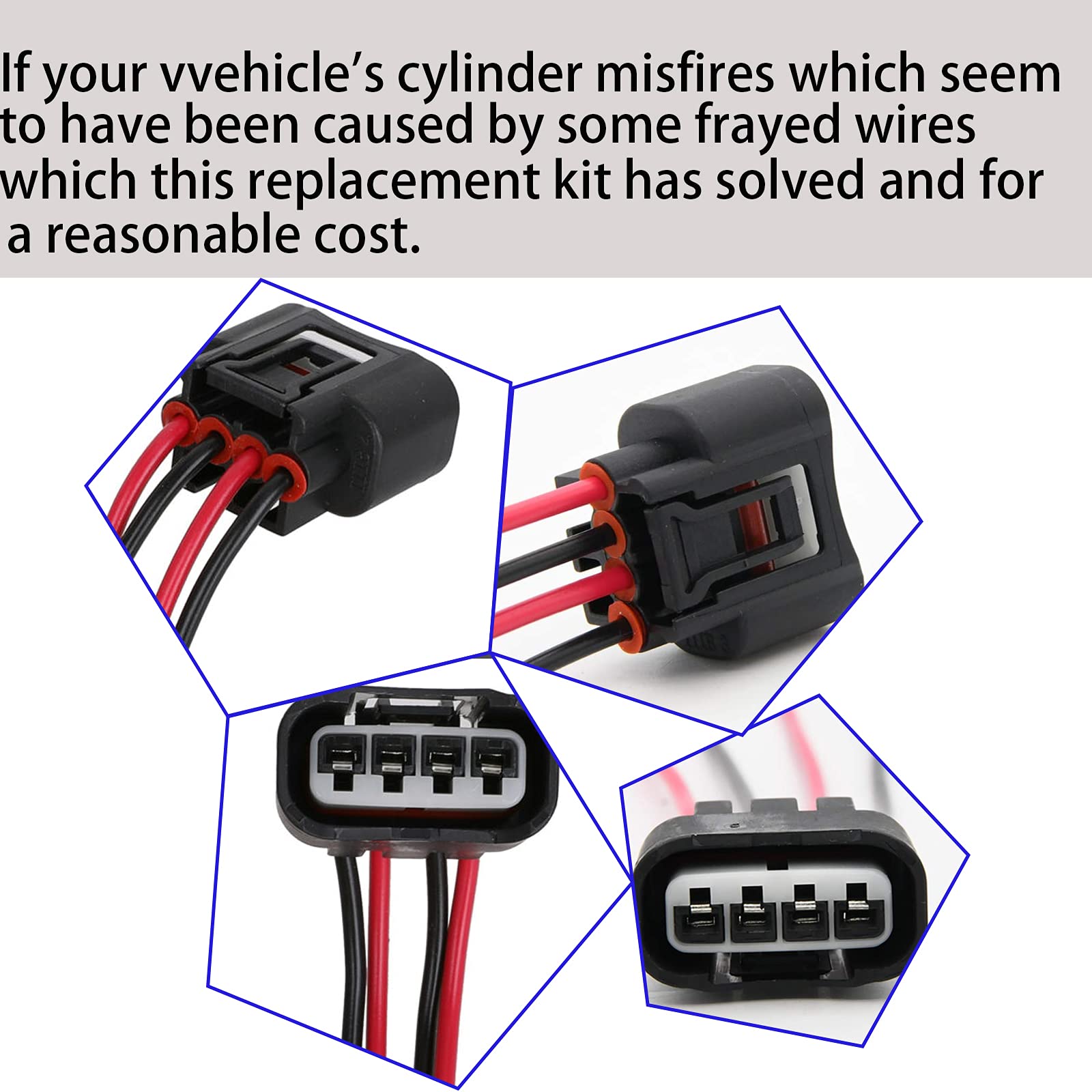 4 Packs Ignition Coil Connector Compatible With Toyota Scion Pontiac Chevrolet Chevy Lexus Ignition Coil Connector Harness L4 2.