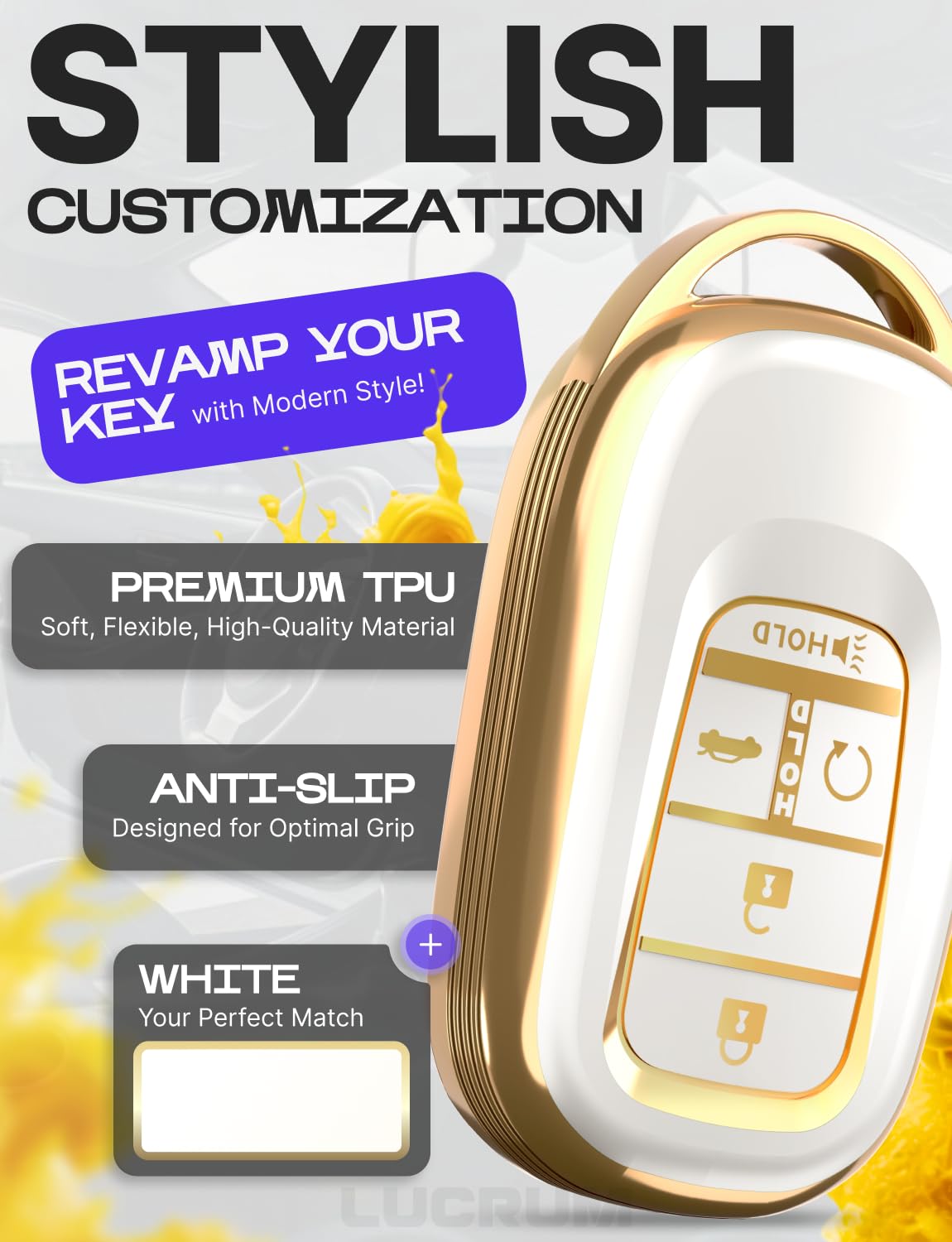 For 2025 Honda Pilot Key Fob Cover And Leather Keychain - For Honda Accord, Civic, Cr-V, Hr-V - 2022-2025 Full Cover Key Case -