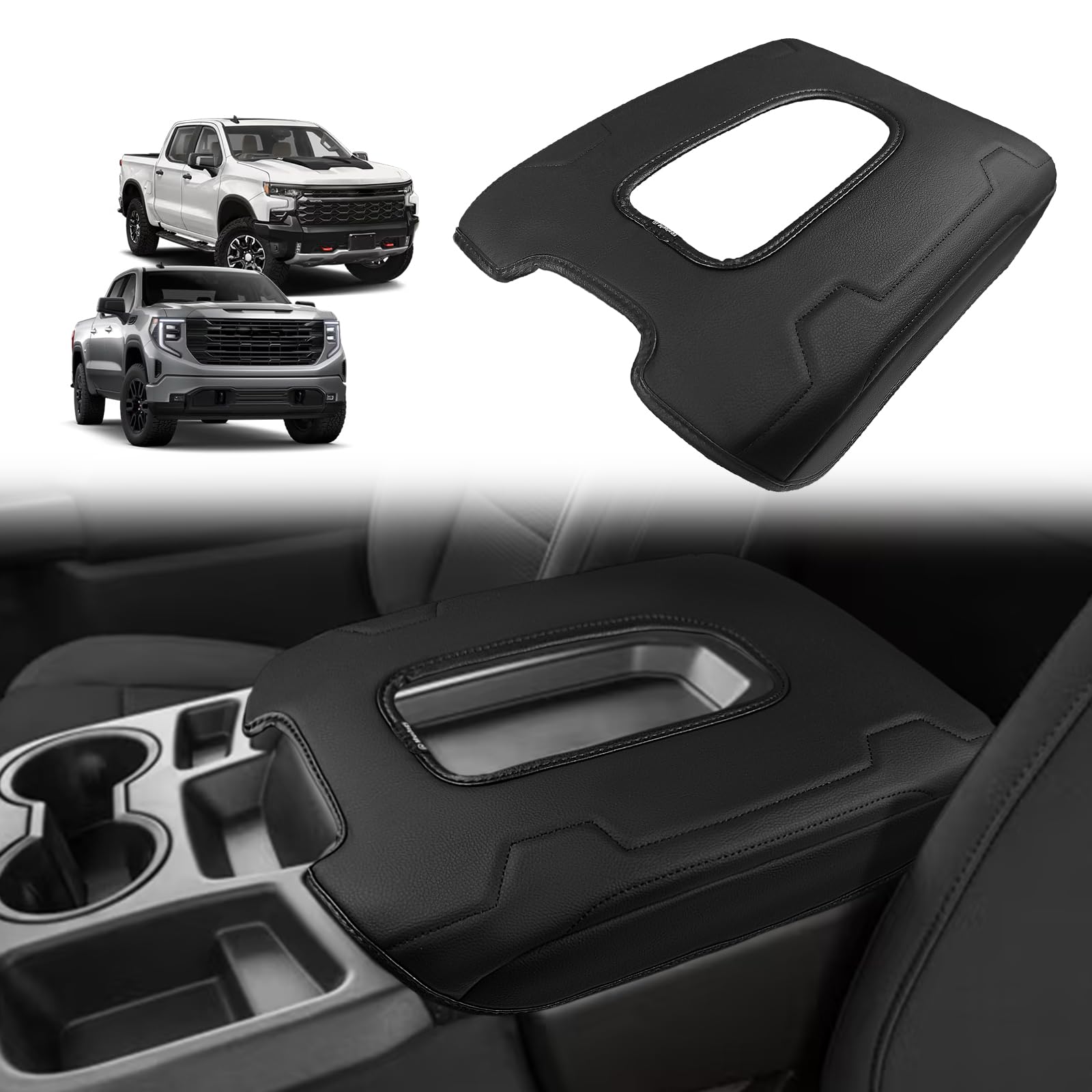Muslogy Center Console Armrest Cover Compatible With Chevy Silverado & Gmc Sierra 2019-2025 Comfort Armrest Pad Arm Rest Cushion