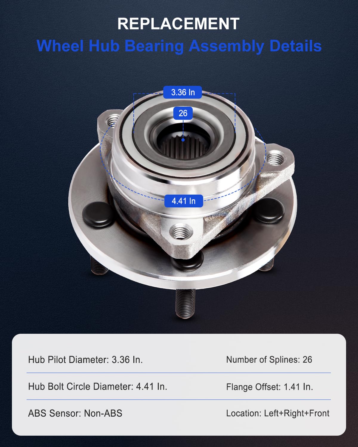 ECCPP New Front Wheel Hub Bearing Assembly 5 Lugs 96 97 98 99 00 01-05 for Mercury for Ford 513100 x2