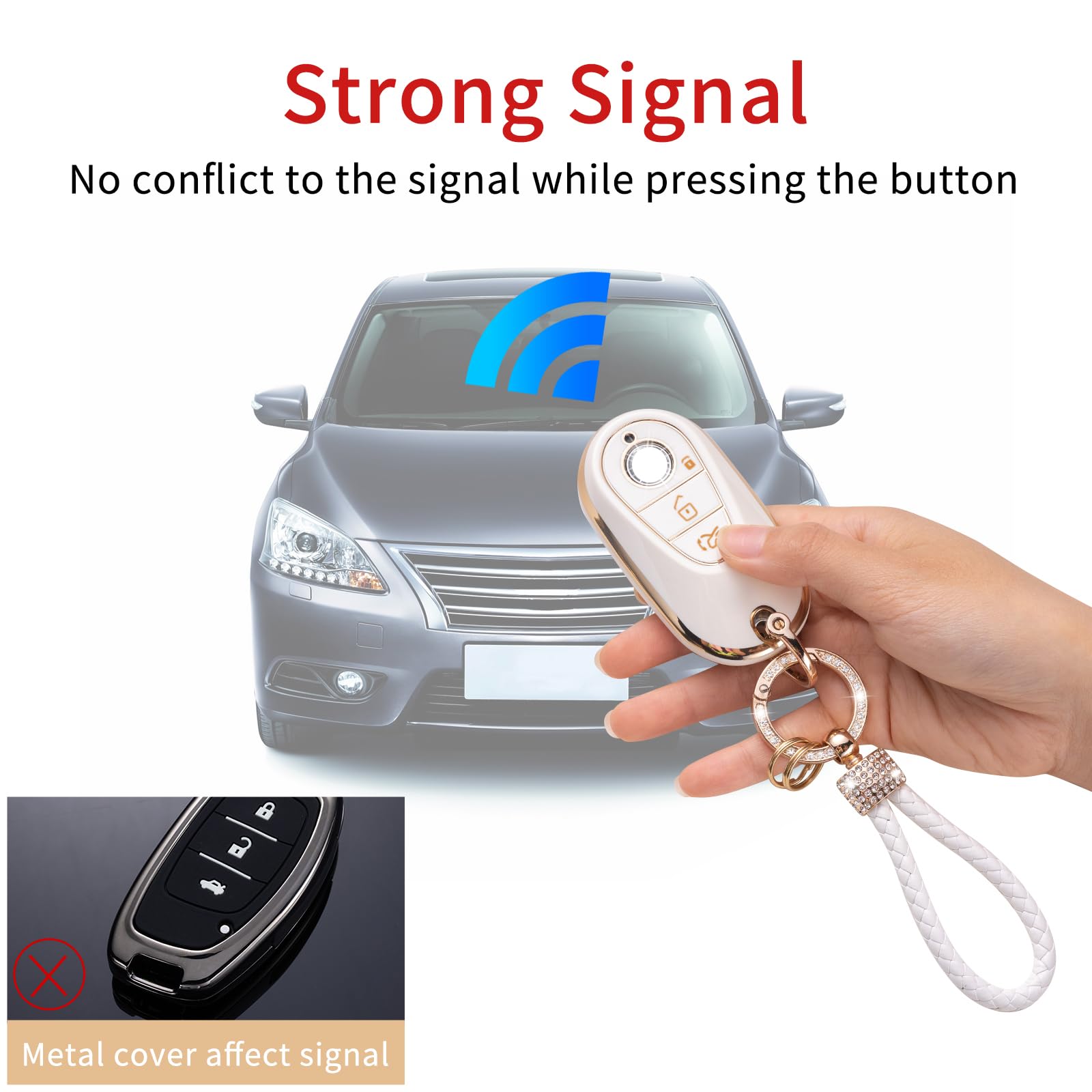 Gematay For Mercedes Benz Key Fob Cover, Key Case Shell Compatible With 2020-2022 Mercedes Benz S-Class G-Class E-Class Smart Ke