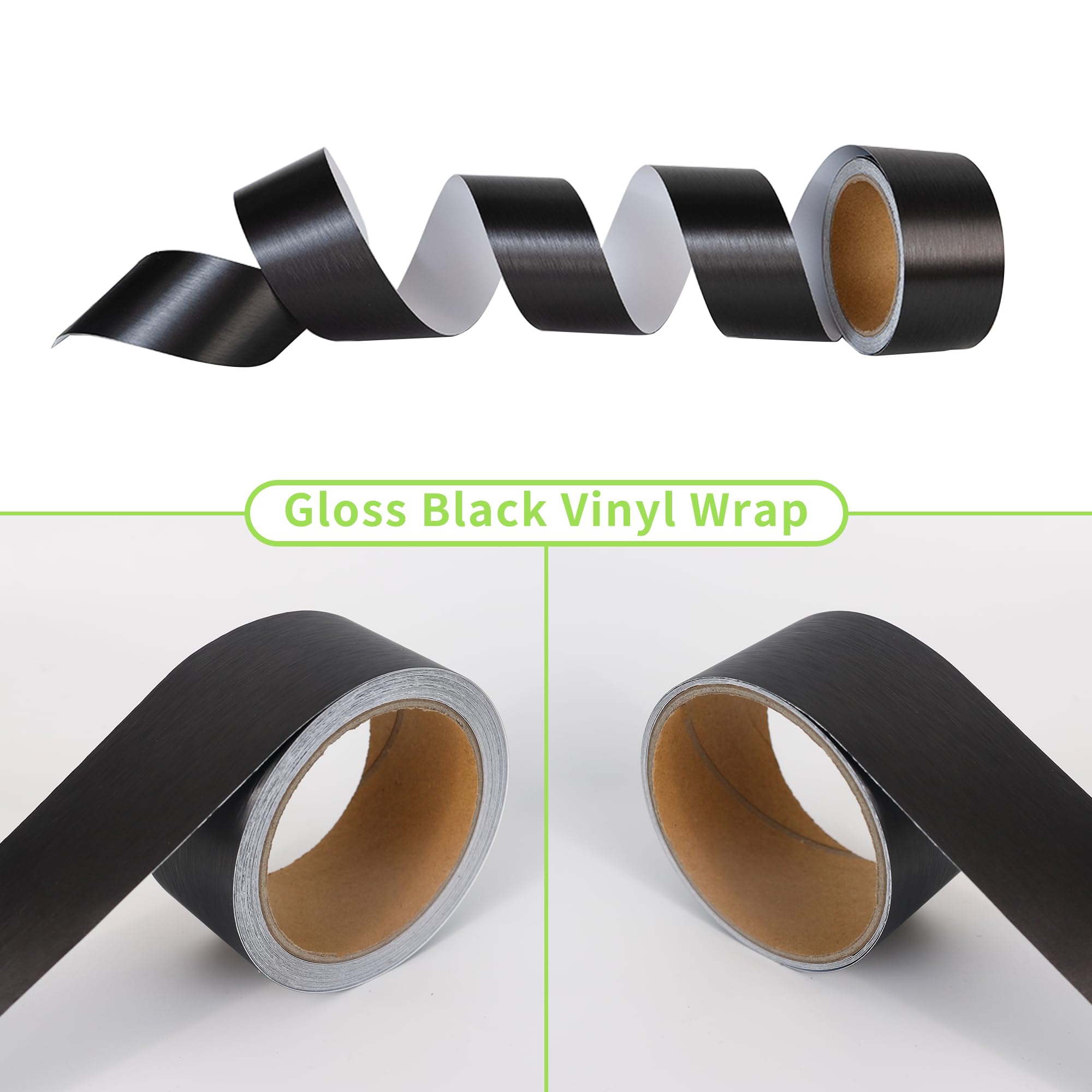 Lzlrun Free Tool Kit Black Satin Metallic Brushed Vinyl Tape For Black Out Chrome Delete Window Trim Door Trim (2Inches X 30Feet