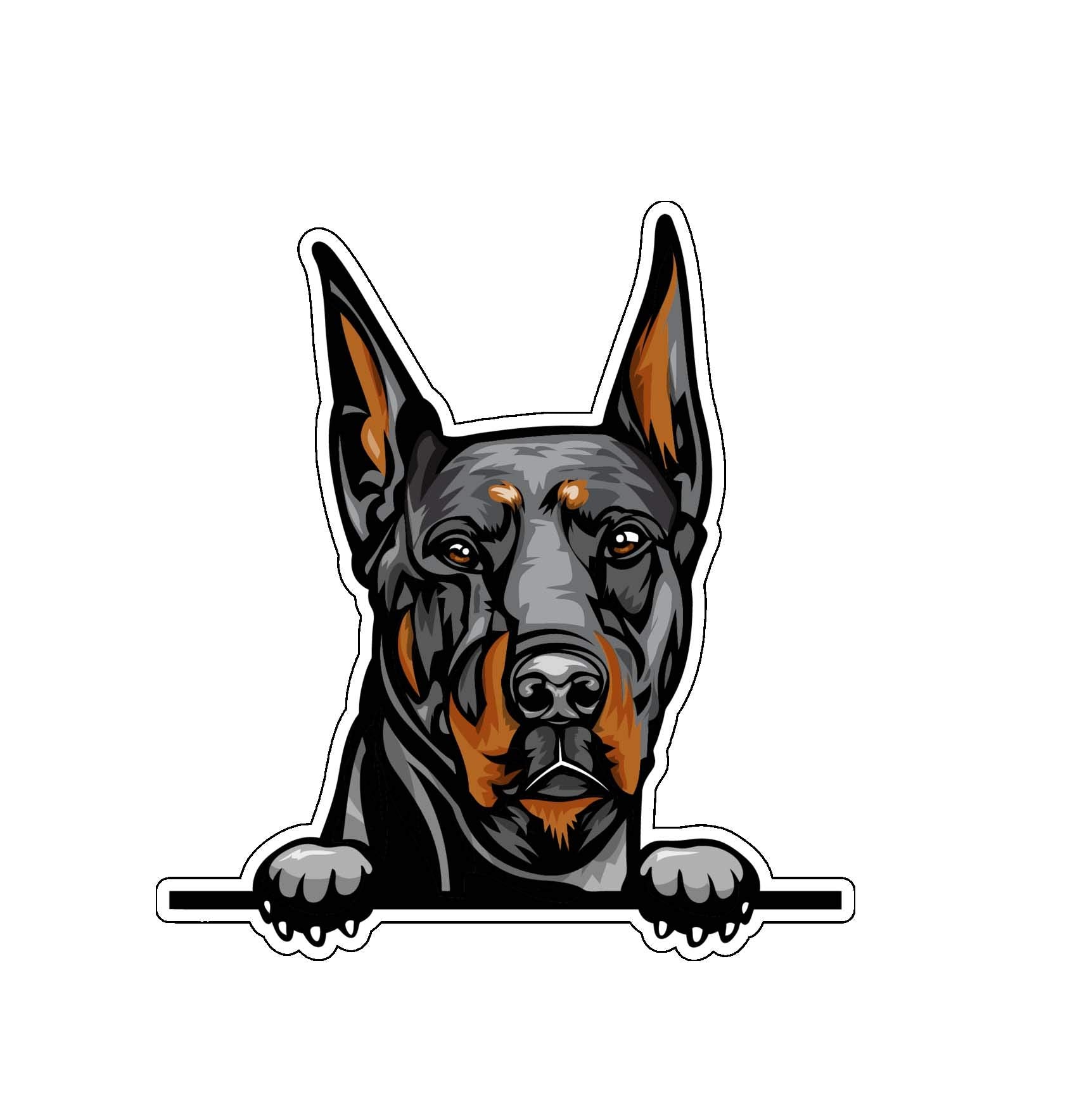Doberman Vinyl Sticker Decal - Dog Breed Sticker, For Tumblers, Laptops, Car Windows