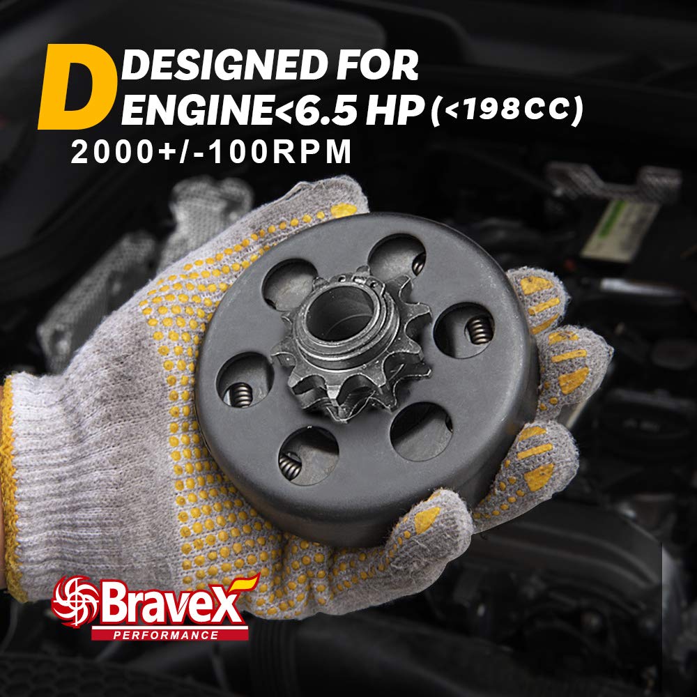 Bravex Centrifugal Clutch, Go Kart Clutch 3/4'' Bore 10 Tooth For #40/41/420 Chain Fun Kart Mini Bike Upgrade