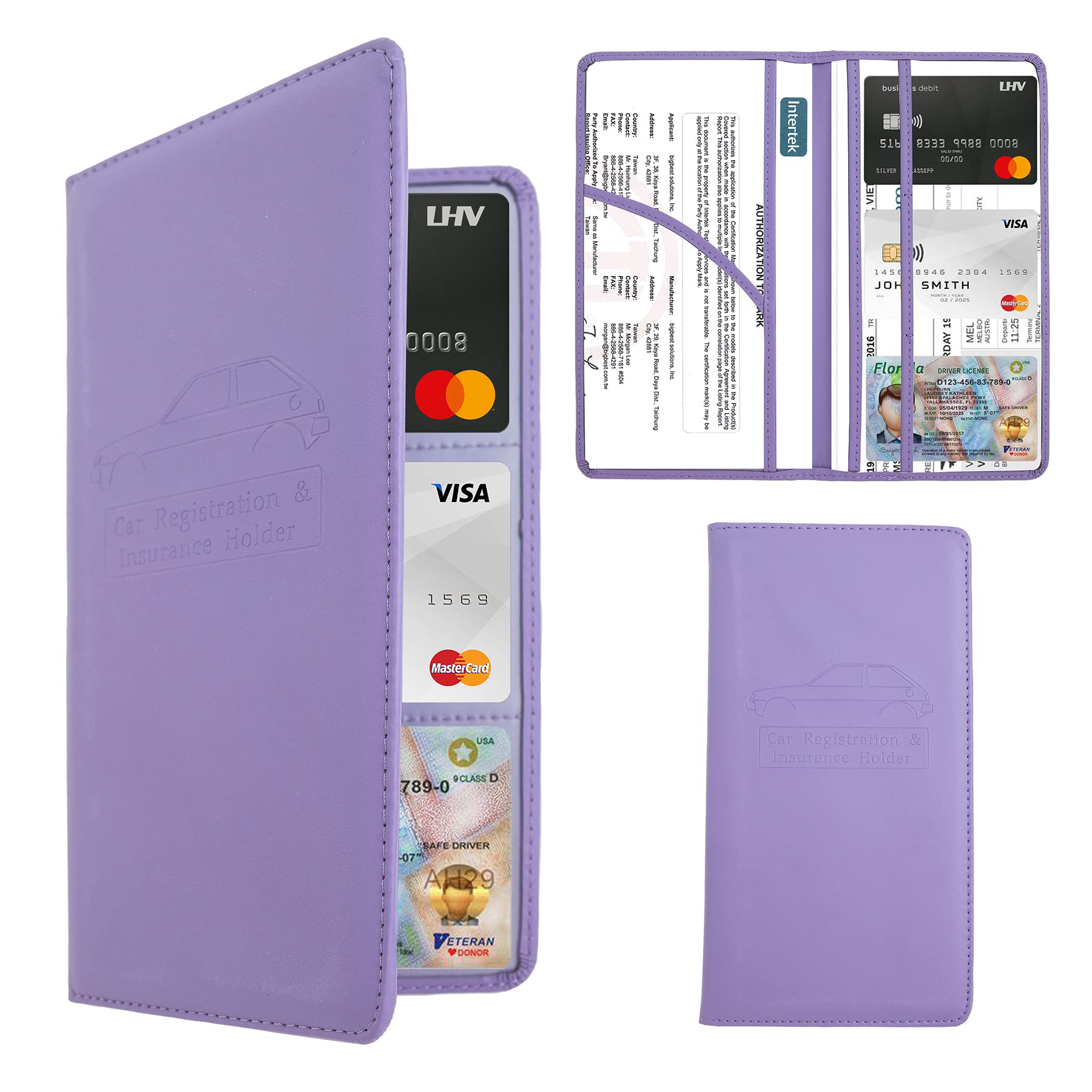 Dalueery.H Car Registration And Insurance Holder Registration And Insurance Card Holder Car Essentials For Women(Purple)
