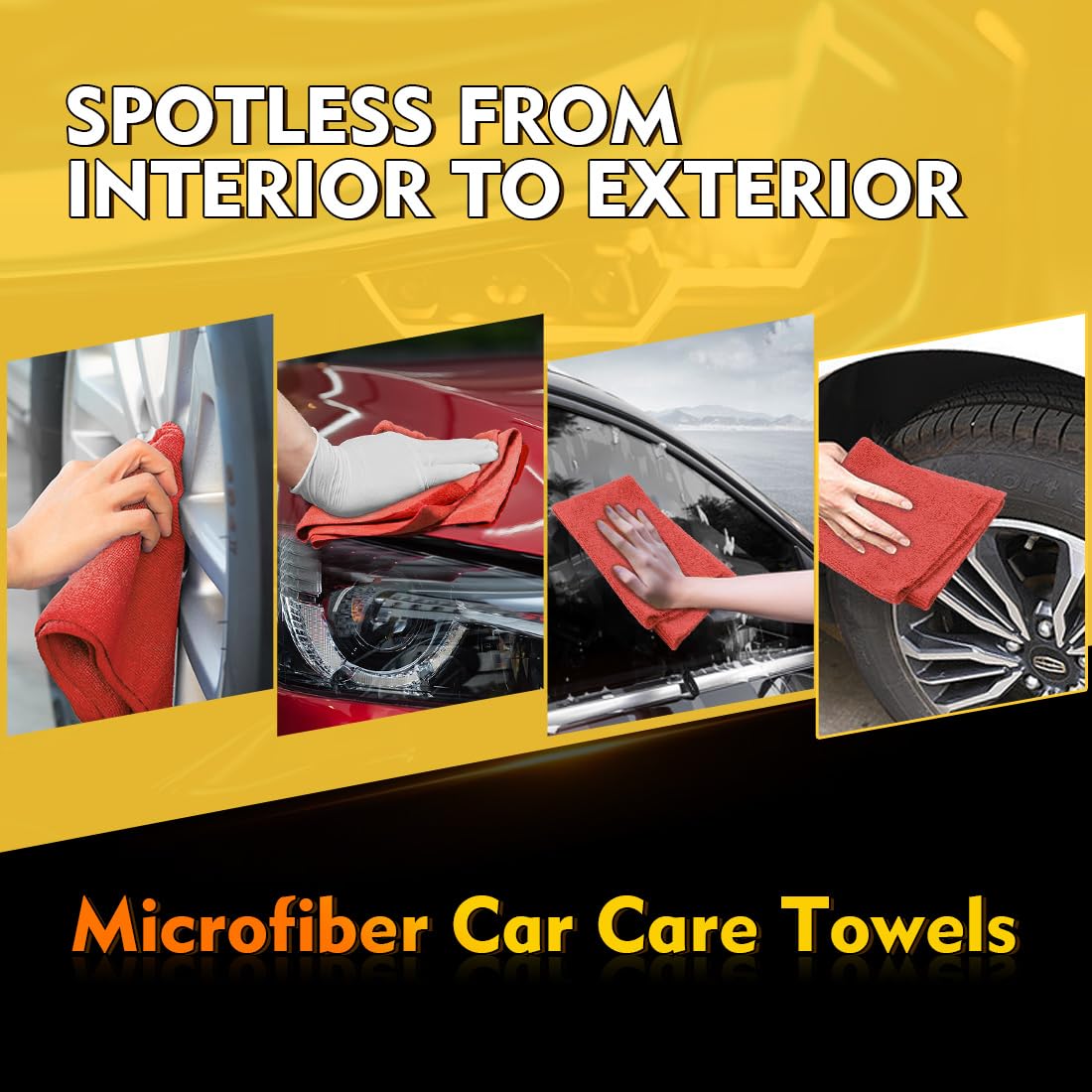 Homexcel Red Shop Towels 100 Pack, Reusable Microfiber Cleaning Cloth Bulk, Multipurpose Microfiber Towels For Car, House And Ki