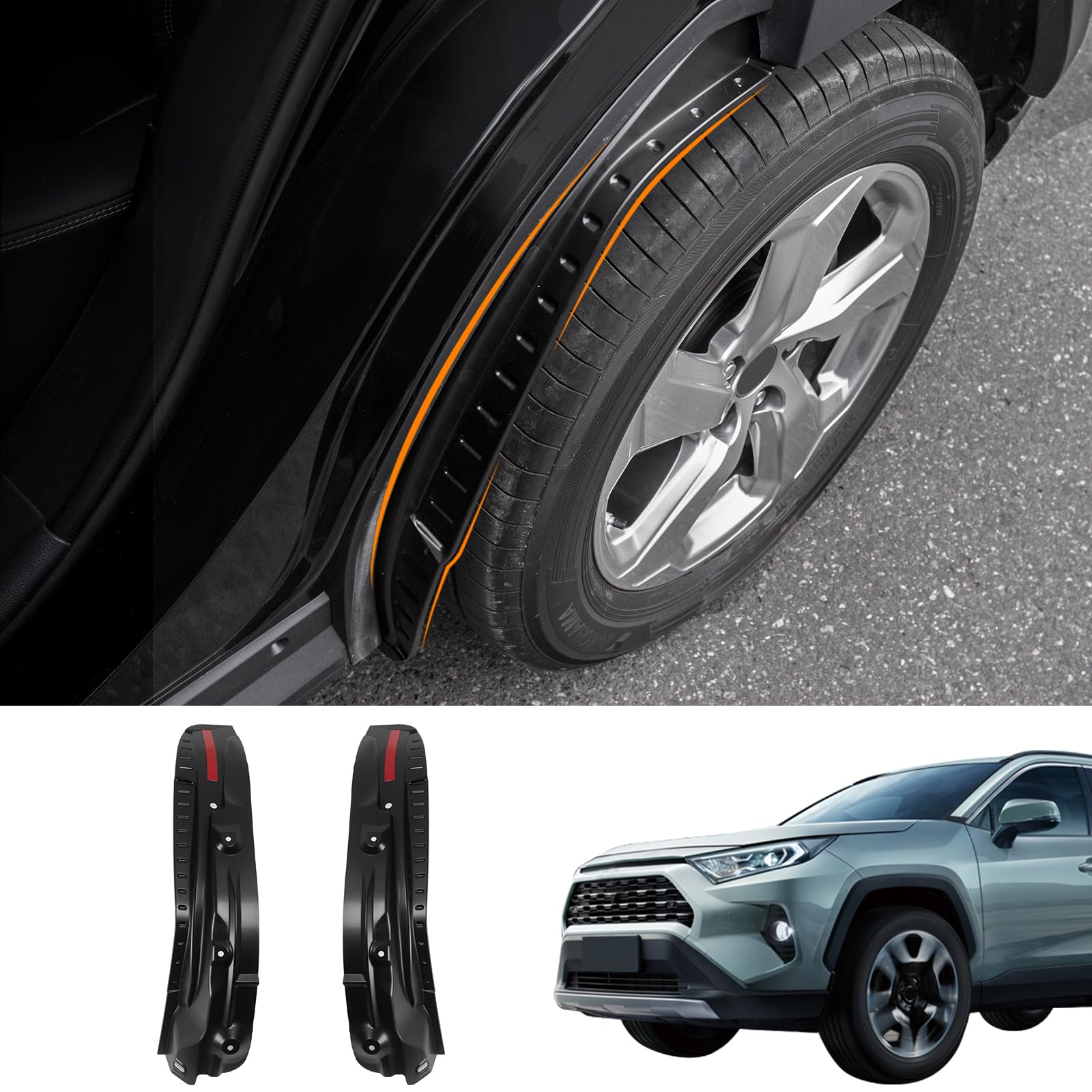 Bomely Mud Flaps Compatible With 2019 2020 2021 2022 2023 2024 2025 Toyota Rav4 Fender Flares Black Rear Splash Guards For Toyota Rav4 Accessories 2Pcs