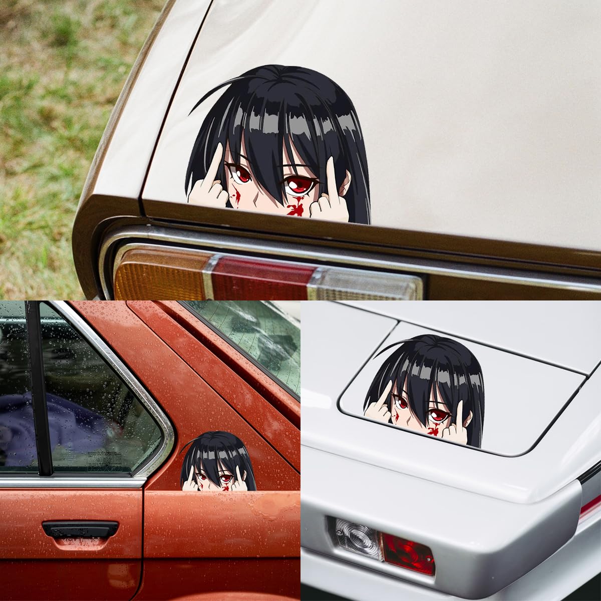 YUNEX 5.1 Inch Anime Akame Car Decals Peeking Creative Vinyl Stickers for Bumper Window Laptop Motorcycle Luggage Waterproof