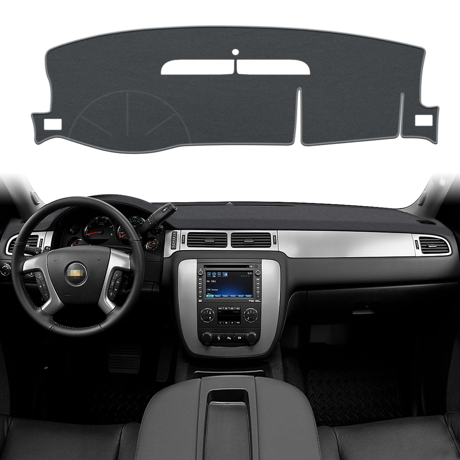 Posaid Dash Cover For 2007-2013 Chevy Avalanche Silverado 1500 Ltz, Dashboard Cover Mat For 2007-2014 Chevy Chevrolet Tahoe Subu